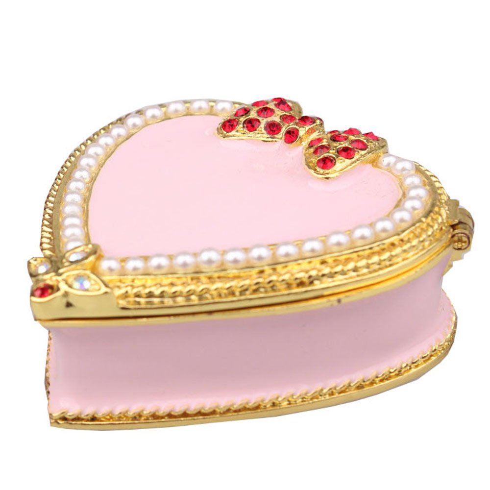 Heart-Shaped Mini Jewelry Box with Bow - Pink Wedding Favor Gift & Trinket Storage | Perfect for Bridal Showers, Anniversary Gifts & Jewelry Organization