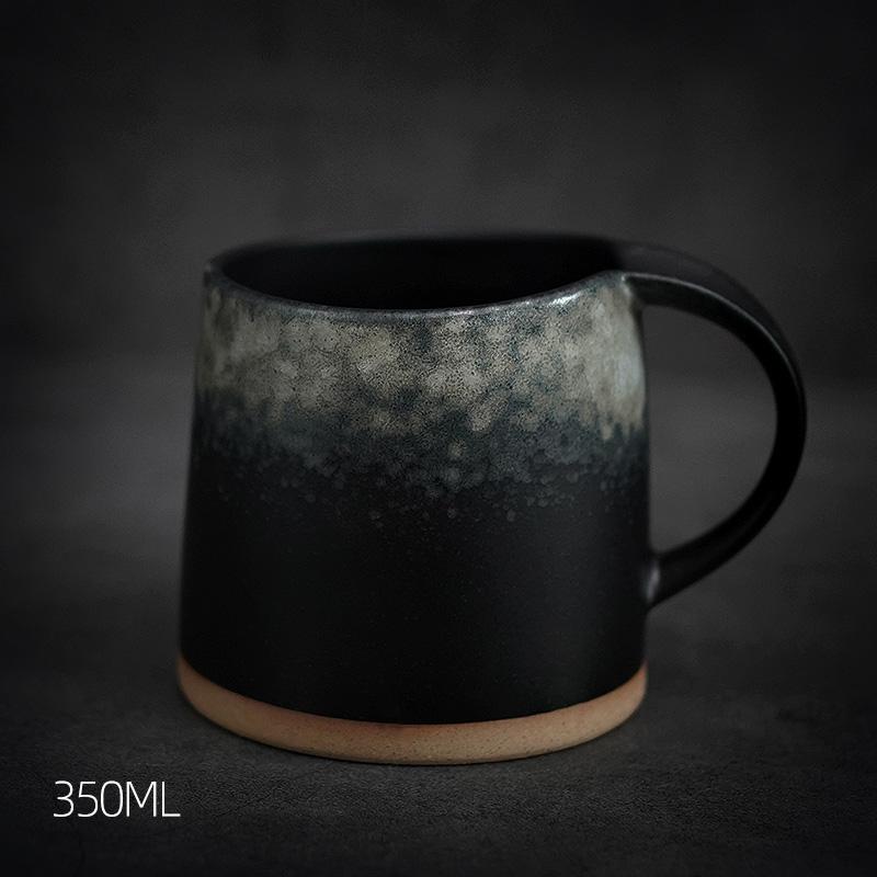 Handmade Black Pottery Coffee Mug - Ceramic Latte Cup & Large Tea Cup for Home, Office, or Cafe Use - Perfect for Espresso, Cappuccino, and Herbal Tea