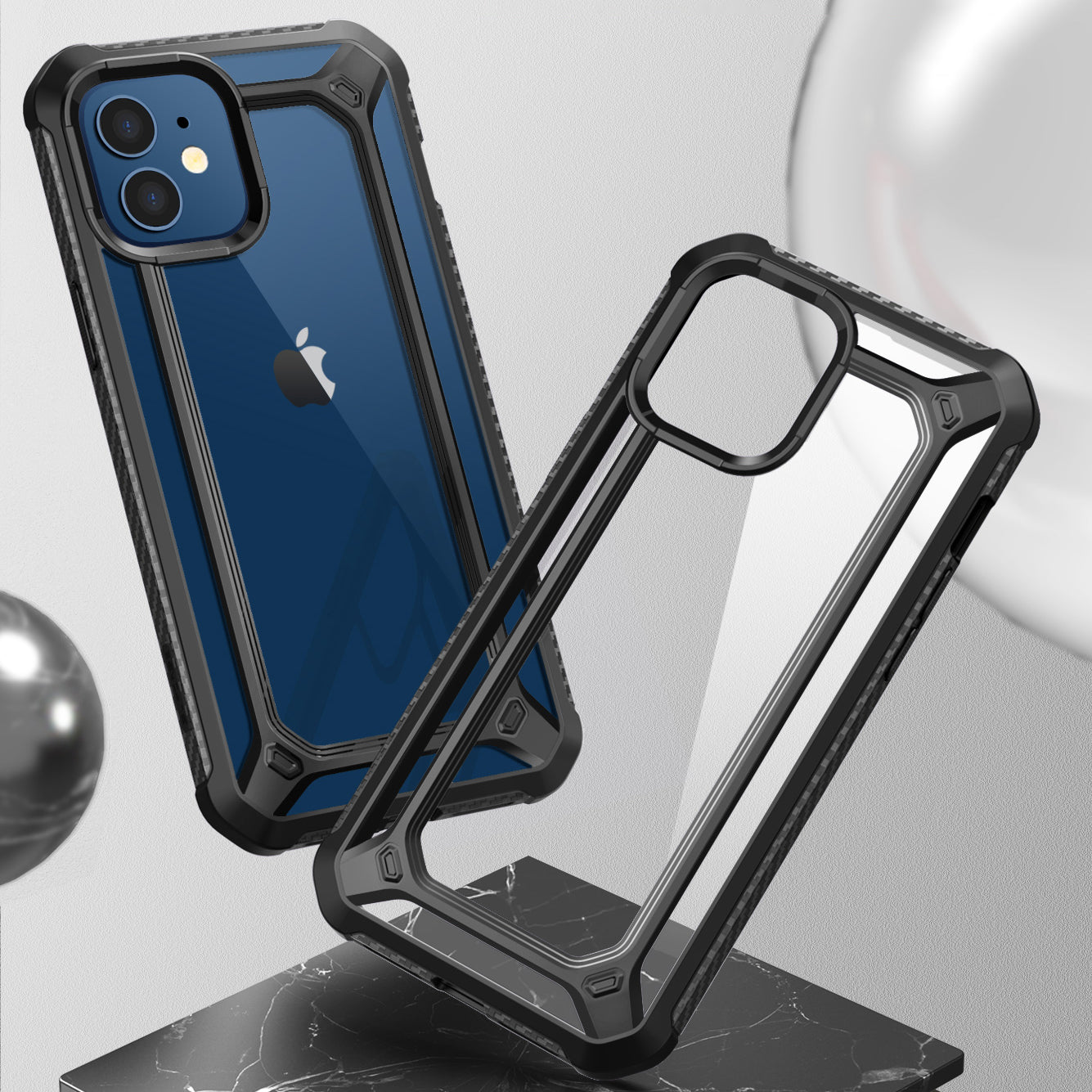 iPhone 12 Mini 5.4 Inch Unicorn Beetle Pro EXO Case with Built-in Screen Protector - Shockproof Clear Black Cover for Everyday Protection | Perfect for Work, Travel & Outdoor Activities