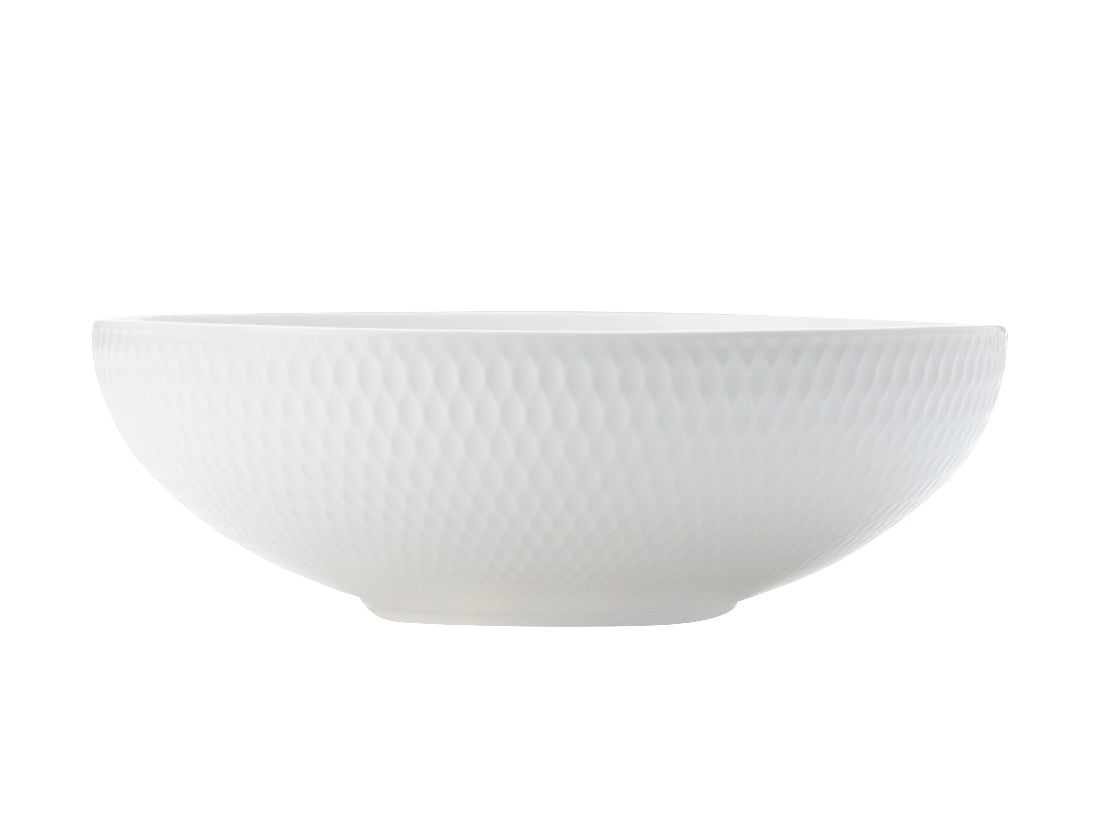 Maxwell & Williams White Basics Diamonds Coupe Bowl 18.5cm - Elegant Ceramic Serving Bowl for Salads, Desserts, Snacks - Perfect for Dinner Parties, Entertaining & Home Decor