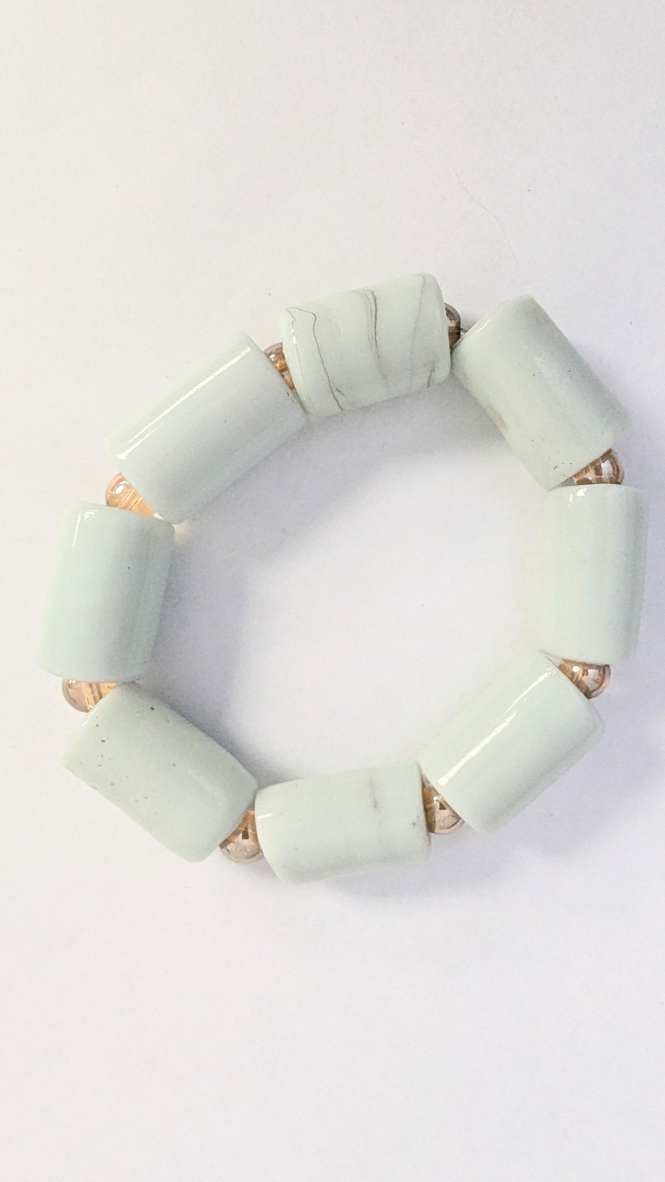 Dupsie's Orinayo African Ivory Beige Elastic Beaded Bracelet DPABBI5 - Handmade Stretch Beads for Women, Boho Chic Jewelry Gift for Everyday Wear & Special Occasions