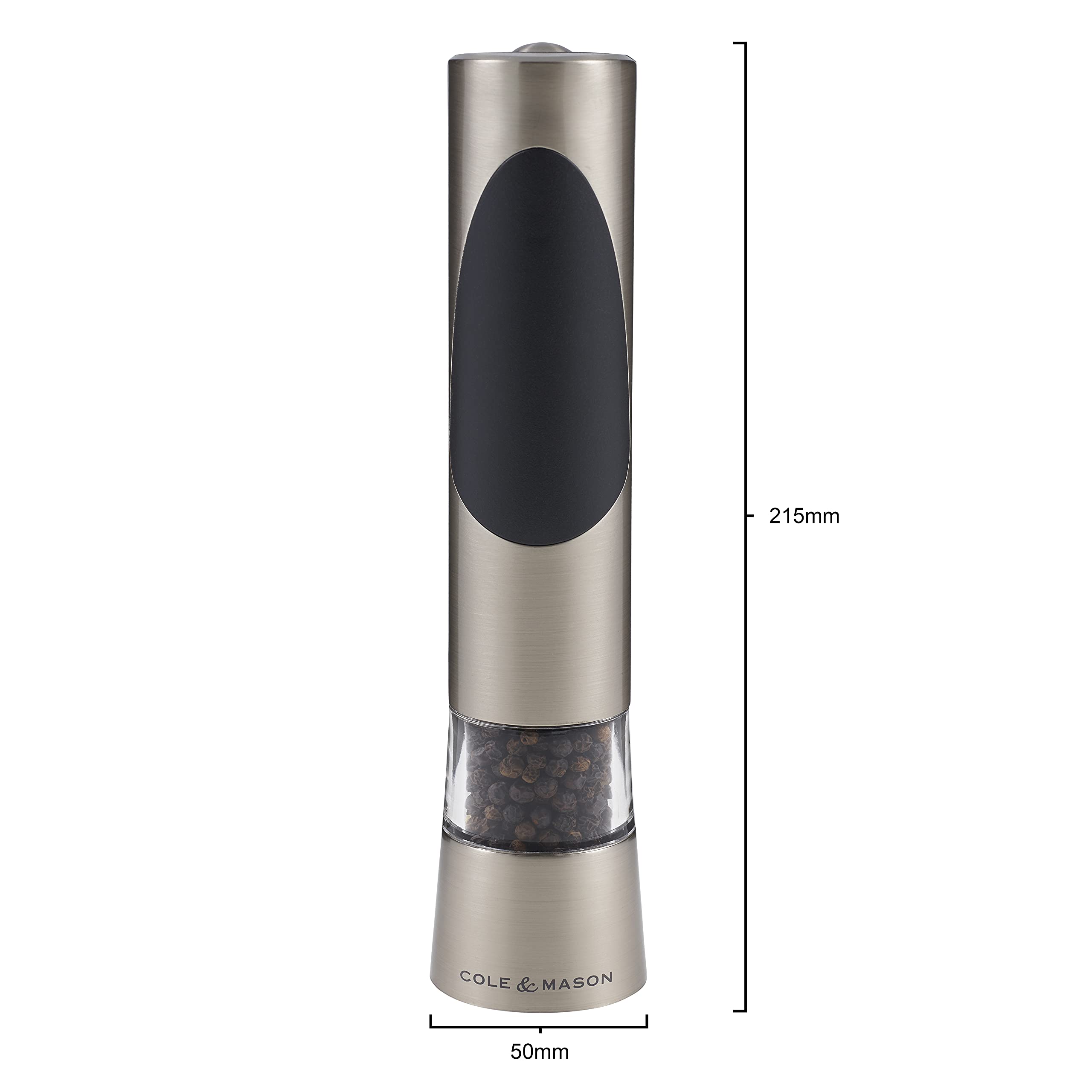 Cole & Mason Richmond Electric Salt and Pepper Mill Set - Adjustable Coarseness, Premium Chrome & Acrylic Design, 8.5