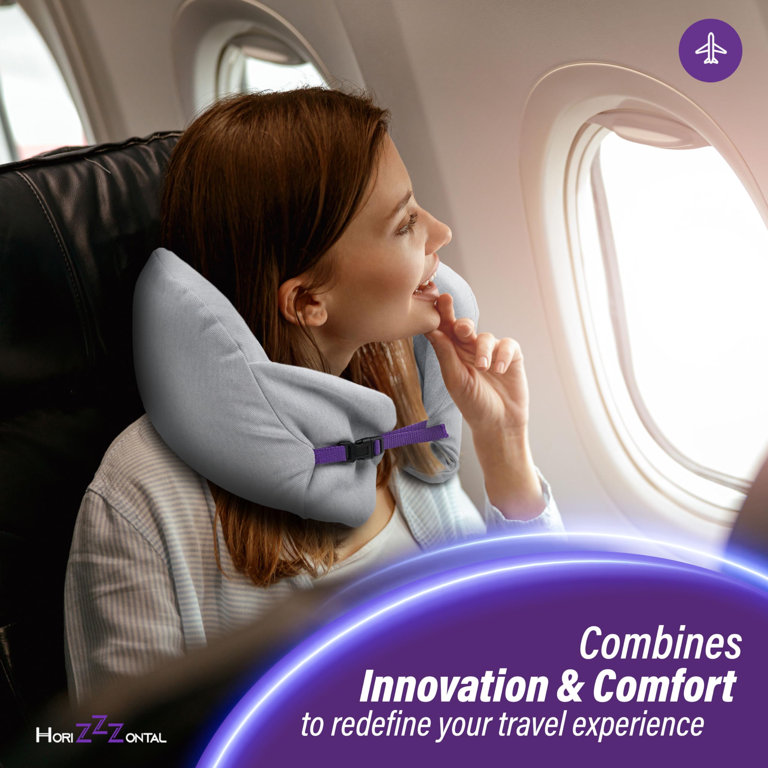 Cooling & Comfortable Eco-Friendly Travel Neck Pillow - Memory Foam Support for Airplane, Camping, Backpacking & Sleeping - Perfect for Long Flights, Road Trips & Outdoor Adventures