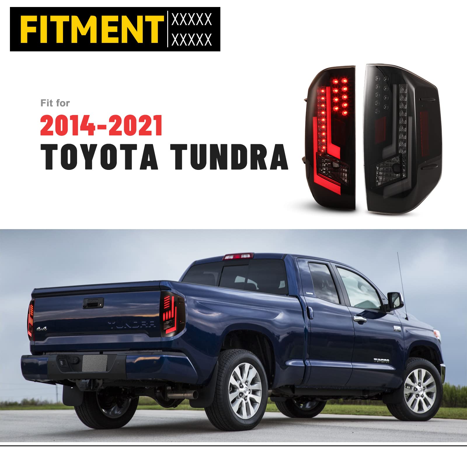 LED DRL Tail Lights for Toyota Tundra 2014-2021 - LED Turn Signal & Brake Light Assembly Replacement Kit - Perfect for Tundra Pickup Truck Upgrades & Night Driving Safety