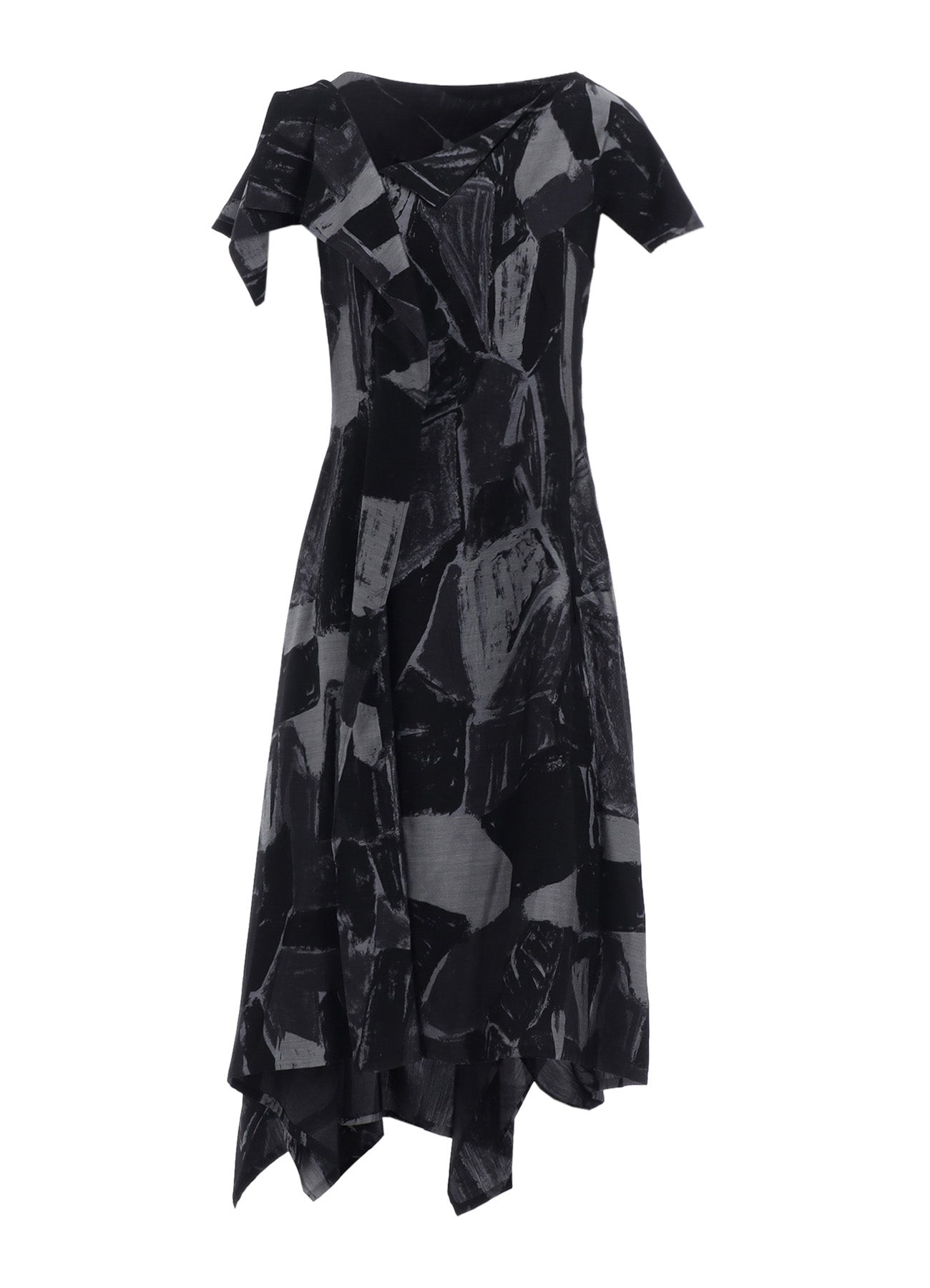 Stylish CU/DUNGAREE Twill Painted City Print Handkerchief Hem Dress - Perfect for Casual Outings, Date Nights & Summer Fashion
