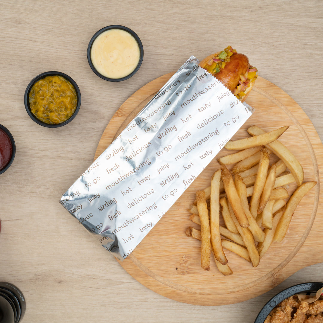 Premium Small Hot Dog Foil Bags - 3.75