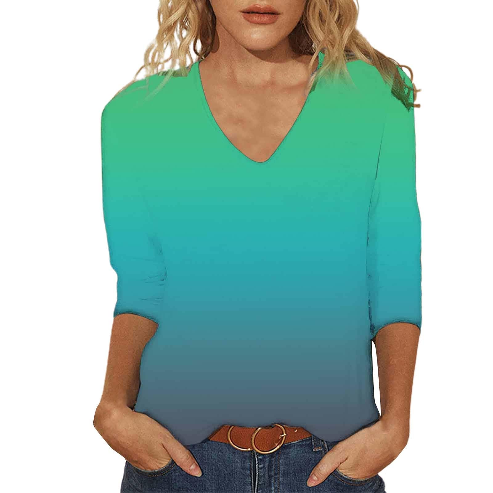 Women's Cotton V-Neck 3/4 Sleeve Tops - Elegant Business Casual Tunic Blouse for Spring & Summer | Office Wear, Date Night & Professional Outfits