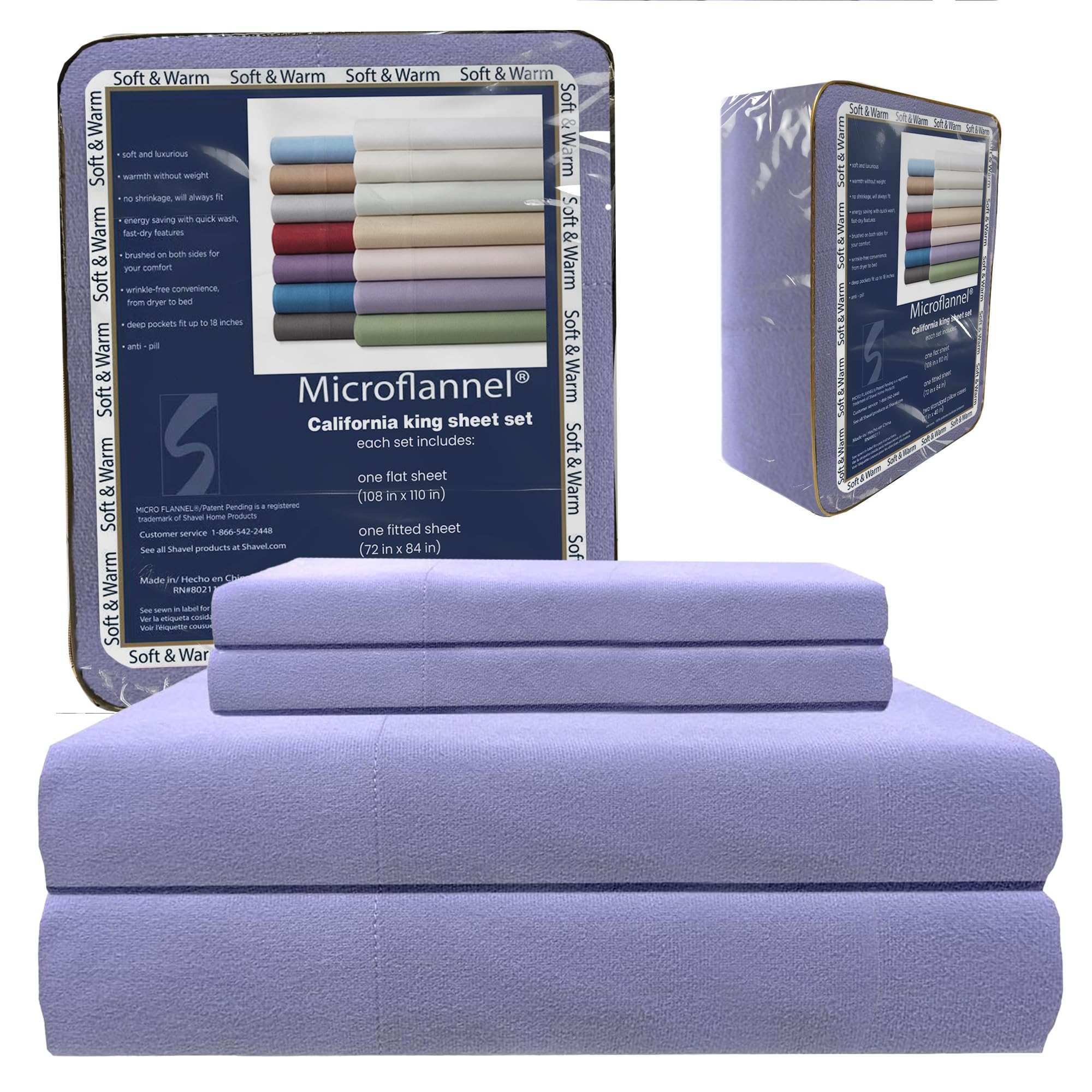 Thermee Micro Flannel Sheets Set - California King Size, 18