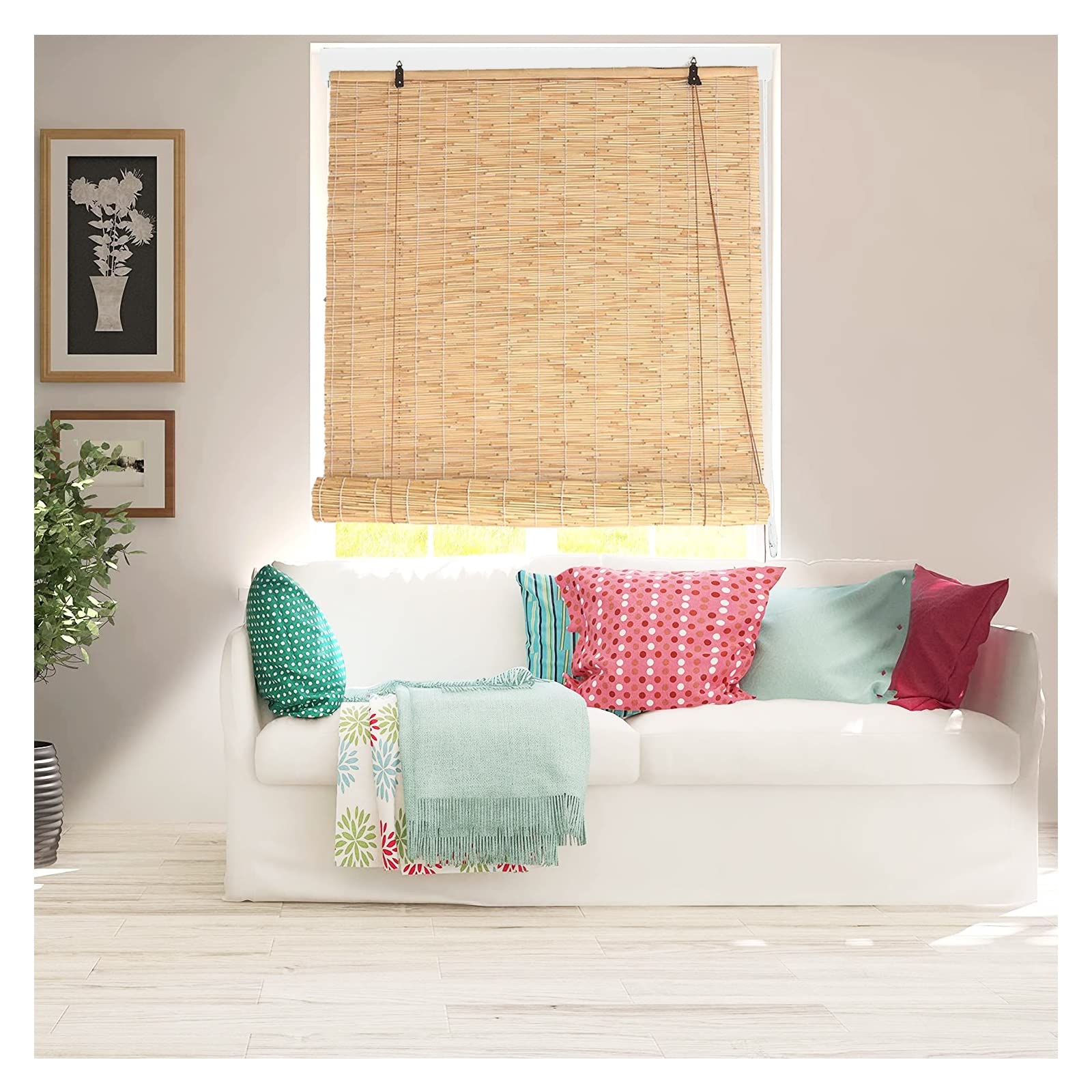 Natural Bamboo Blinds for Windows & Patio - Waterproof Outdoor Bamboo Shades, 70% Shading Rate, Sun Protection & Ventilation - Perfect for Living Room, Bedroom, and Garden Privacy
