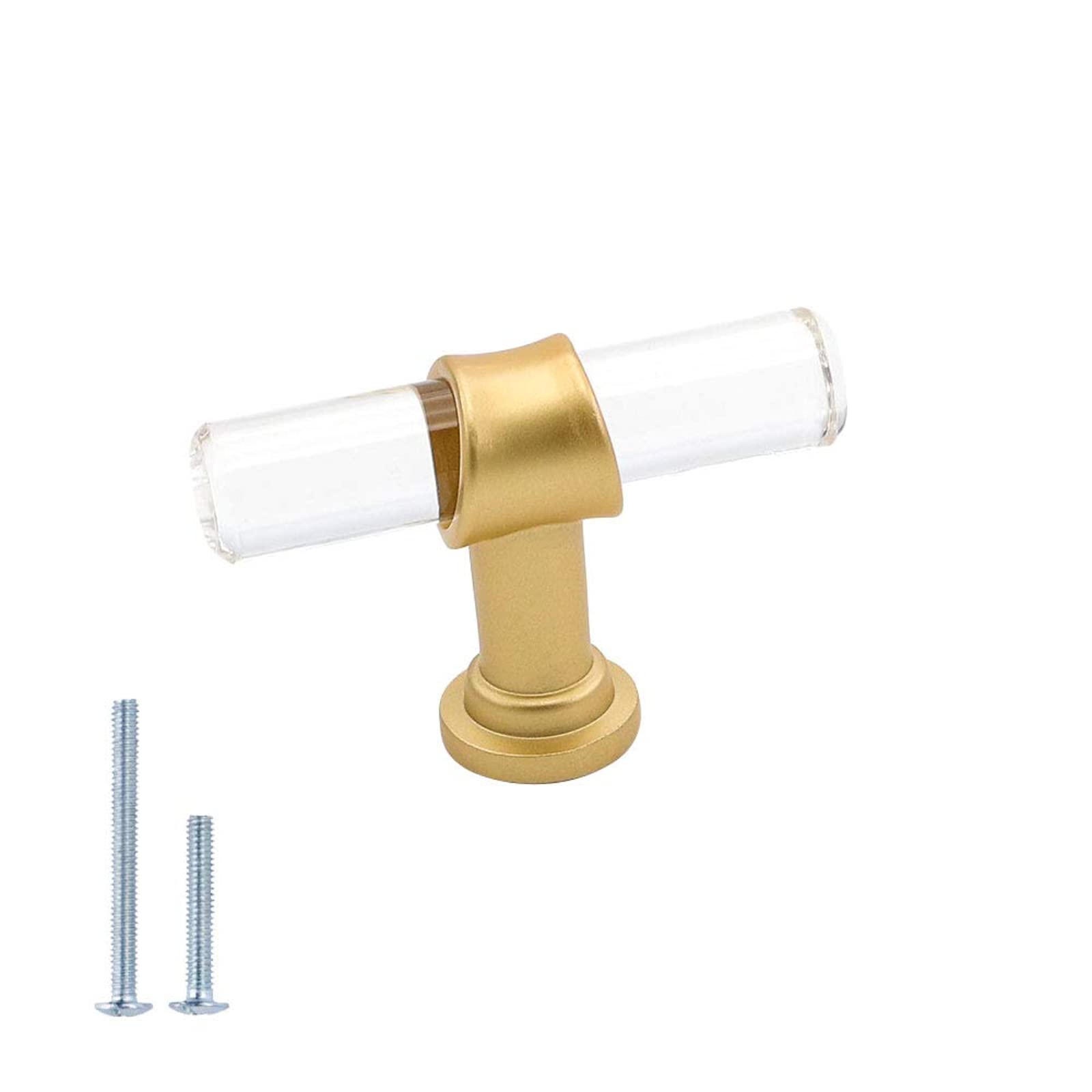 GoldenWarm 25 Pack Gold Crystal Drawer Knobs - Single Hole T Bar Lucite Acrylic Cabinet Hardware for Kitchen Cupboard, Bathroom, Dresser & Furniture Upgrade