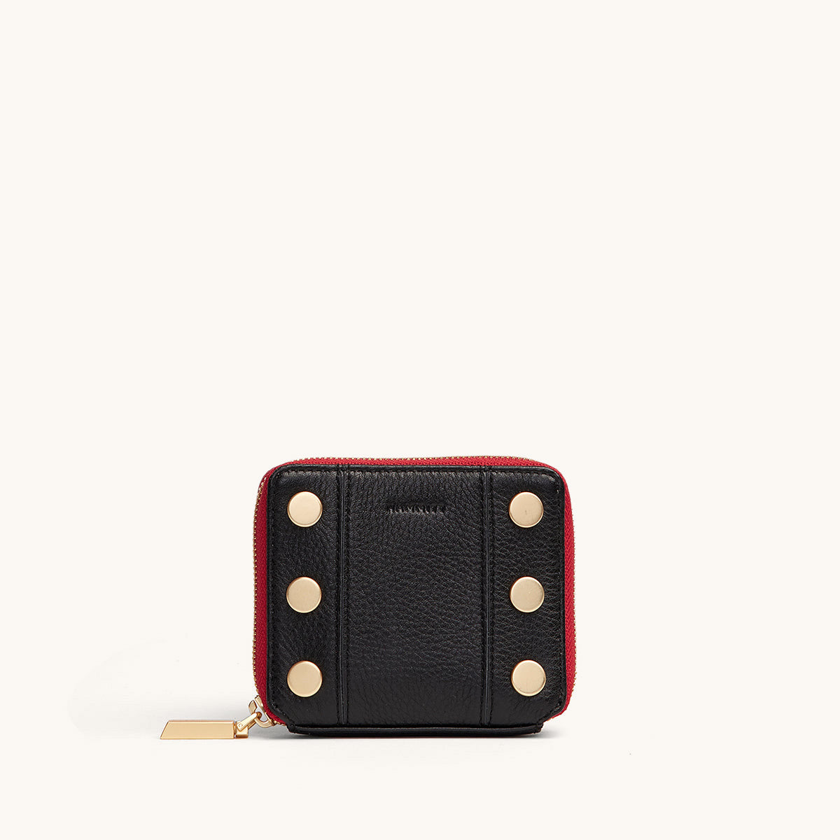 5 North Men's Leather Wallet with Black/Brushed Gold Red Zip - Slim Bifold RFID Blocking Wallet for Men - Perfect for Everyday Use, Travel & Business