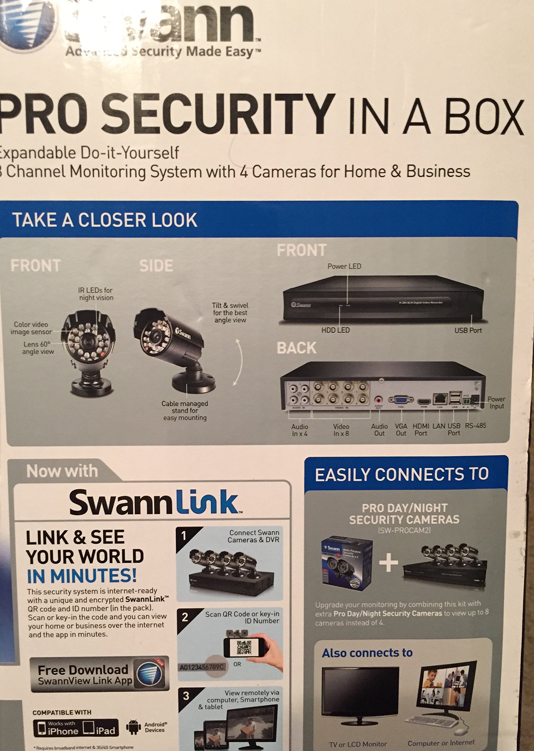 Swann Home Pro 4K Day & Night Security Camera System with Motion Detection - Indoor/Outdoor Surveillance for Home, Office & Business Security