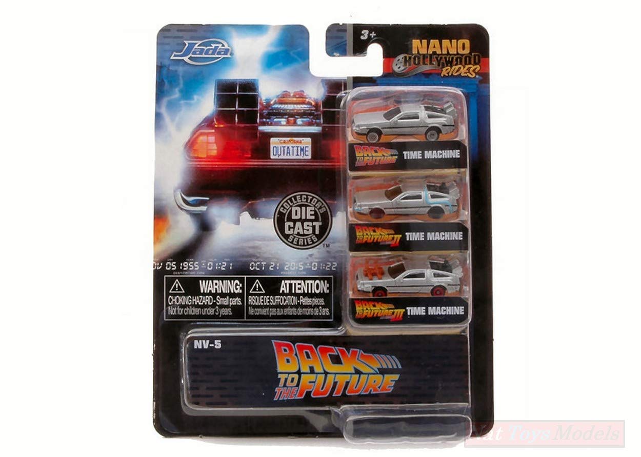 Jada Toys Back to The Future Diecast Car Models 3-Pack - Compatible with Nano Hollywood Rides (JADA31583) - Perfect for Movie Fans & Collectors - Great for Display, Gifts, and Play Scenes