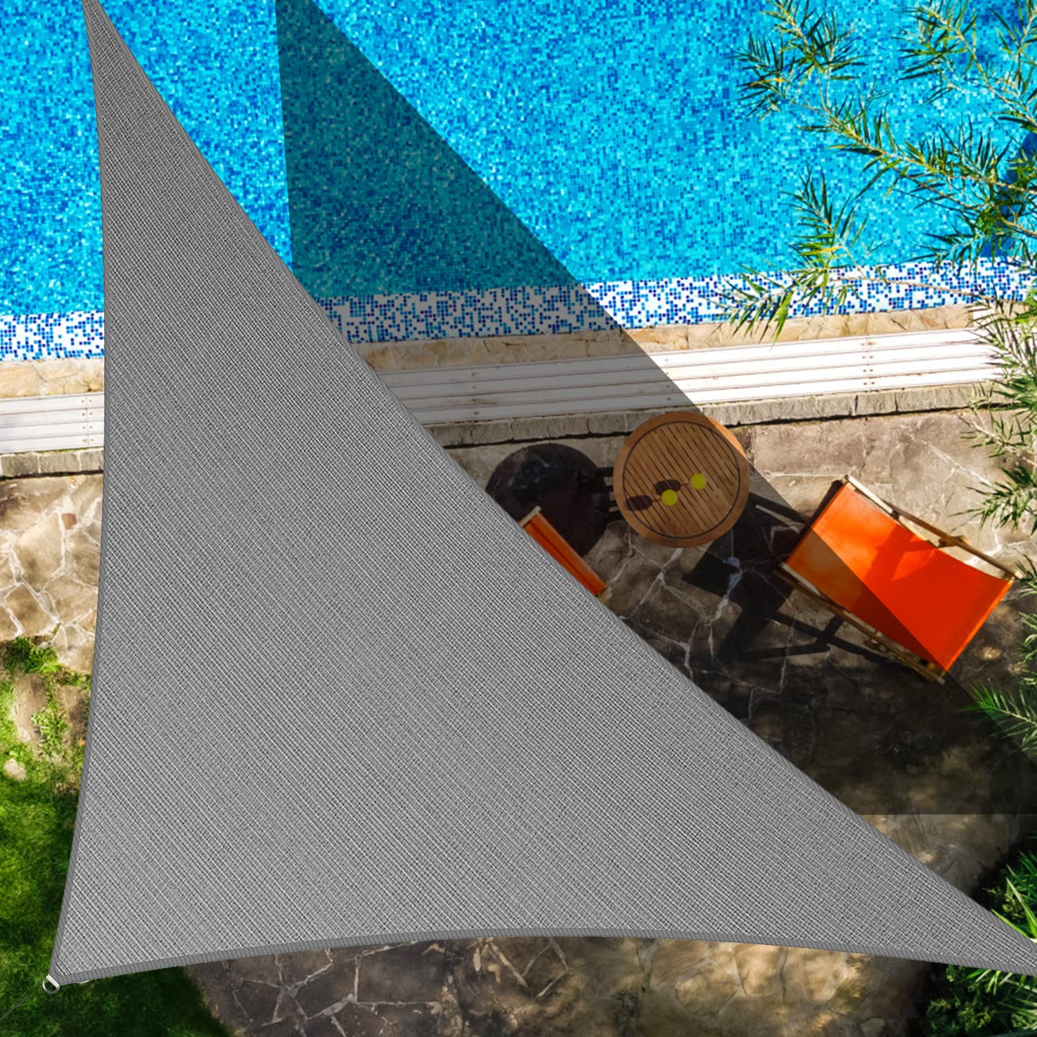 CIELO COLORIDO 18' x 18' x 25.5' Right Triangle Gray Sun Shade Sail - 96% UV Block, Water & Air Permeable, Commercial Grade, Custom Sizes Available - Perfect for Patio, Pool, Garden, and Outdoor Shade Protection