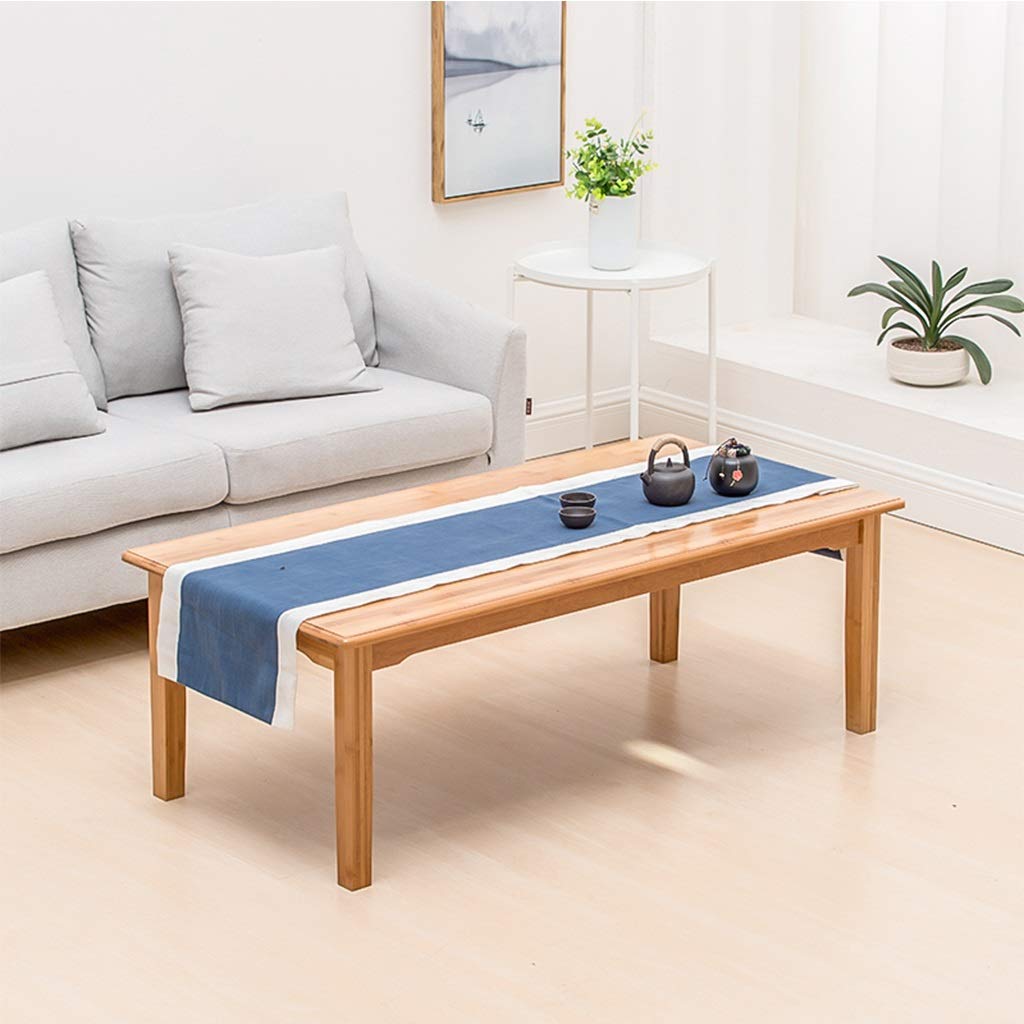 Foldable Bamboo Coffee Table - Small Low Mini Table for Living Room, Balcony, Study, Laptop & Dining - Wood Color 100x60x47cm - Perfect for Small Spaces, Home Office & Outdoor Use