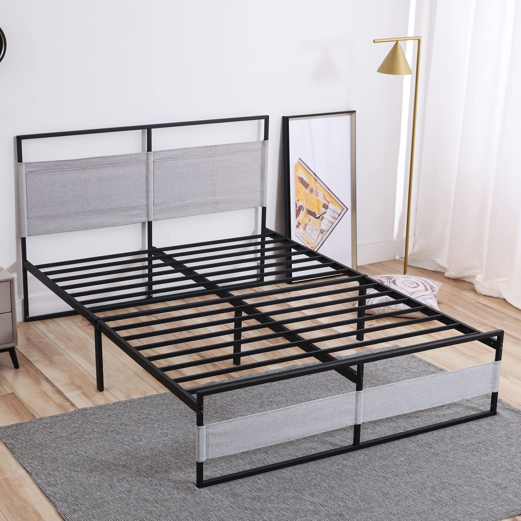 EGOHOME 14 Inch King Metal Bed Frame - Heavy Duty Alloy Steel Platform Bed with Headboard & Under Bed Storage - No Box Spring Needed - Easy Assembly & Noise Free - Perfect for Modern Bedrooms & Guest Rooms