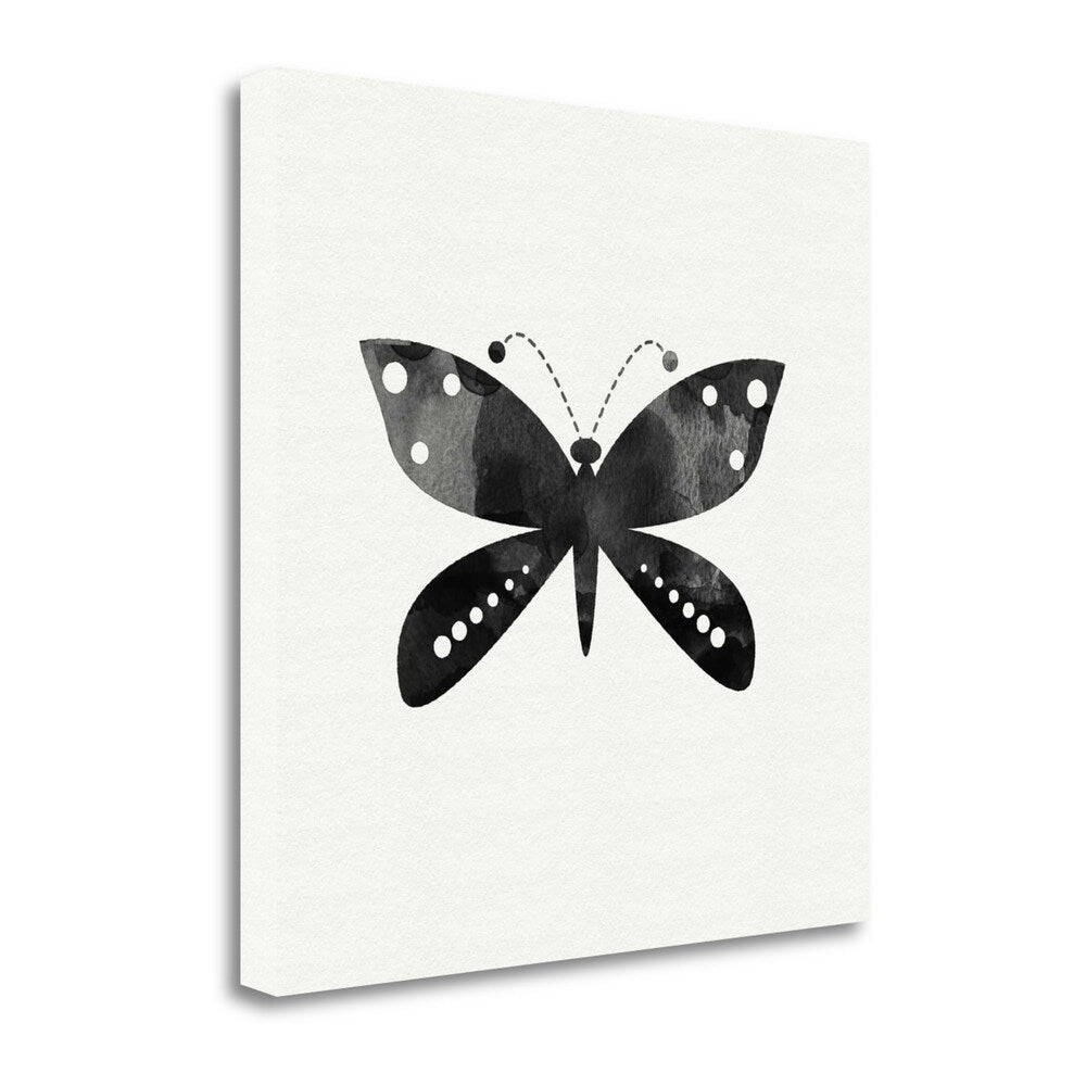 Black and White Butterfly IV by Linda Woods - Giclee Art Print on Gallery Wrapped Canvas - Elegant Wall Decor for Living Room, Bedroom & Office