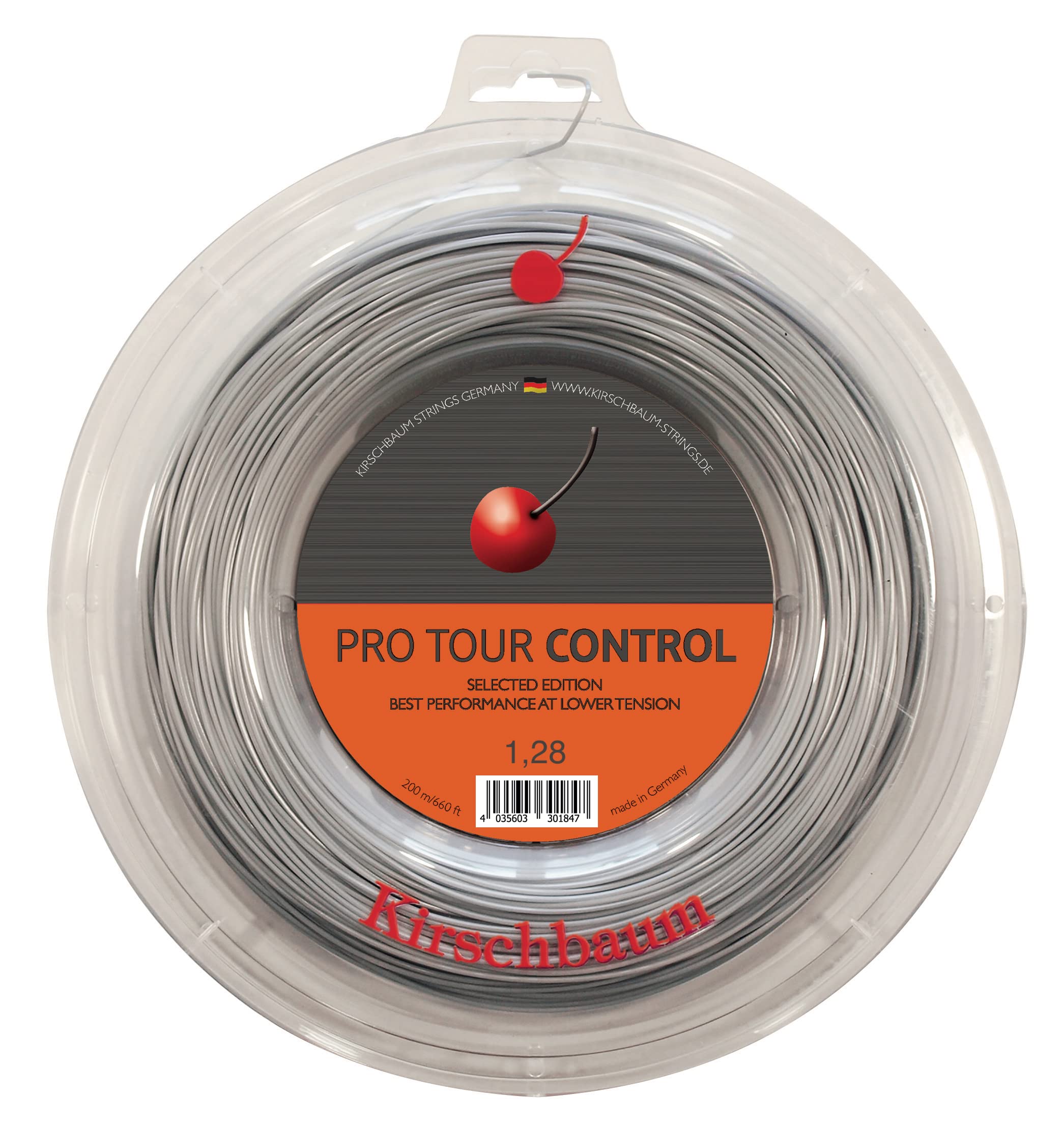 Kirschbaum Pro Tour Control 200m Reel Tennis String | Premium Polyester String for Tennis Rackets | Perfect for Competitive Play & Professional Training