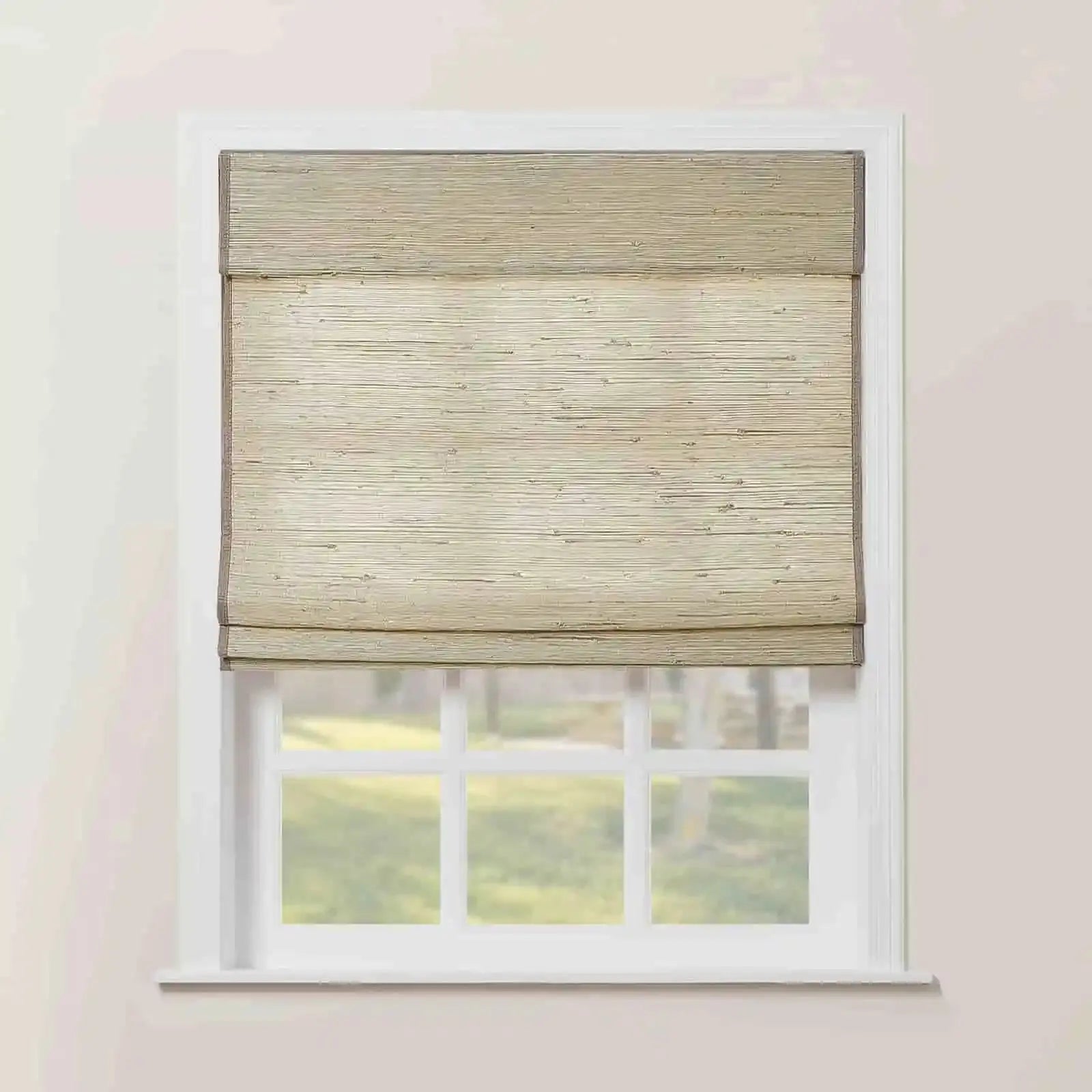 Rae Natural Ramie Flax Woven Wood Shades Series C - Eco-Friendly Window Coverings for Living Room, Bedroom & Office Decor