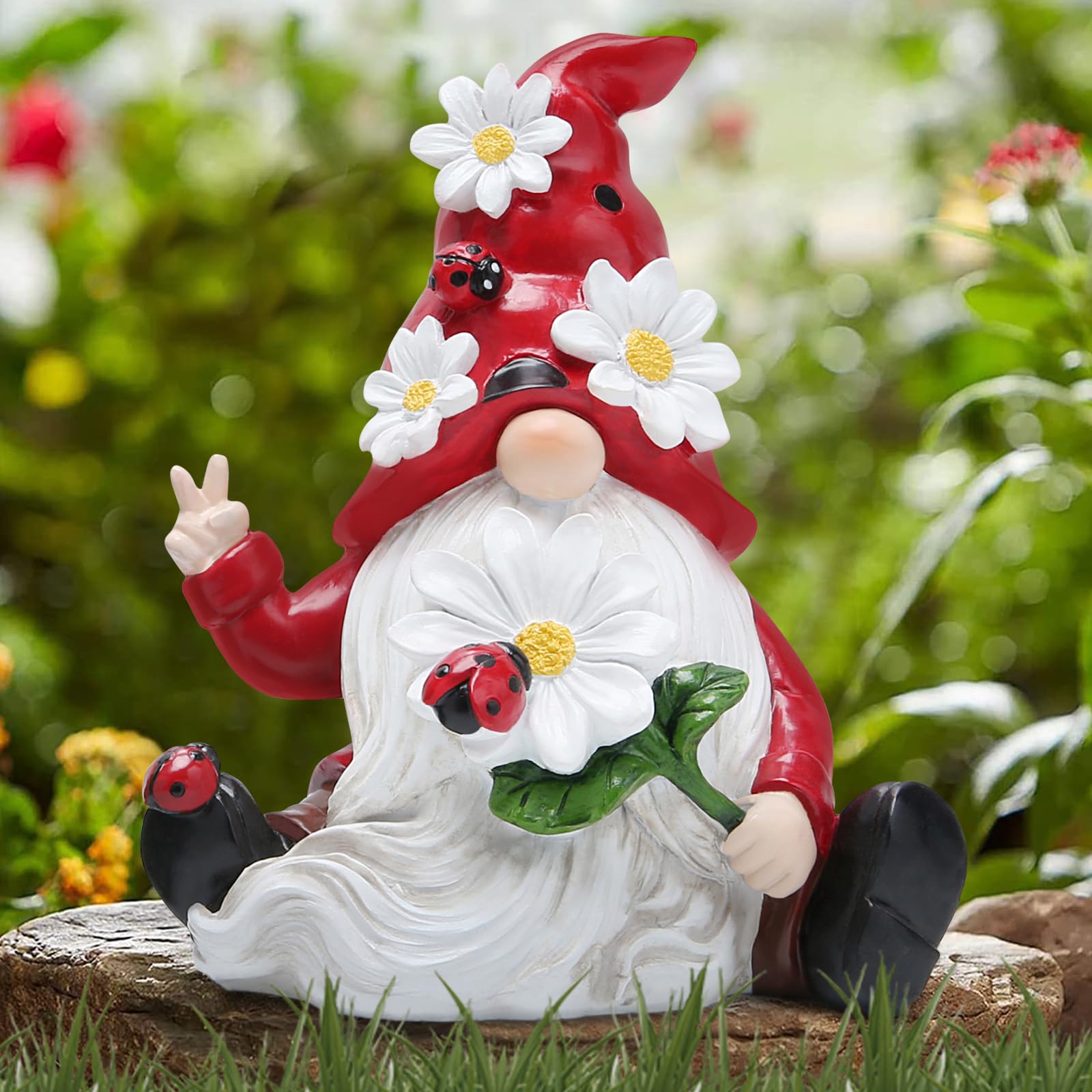 Ladybug Gnomes Decor - Spring Summer Outdoor Garden Ornaments, Cute Ladybug Figurines for Birthday Gifts (Mom, Women, Grandma) | Perfect for Garden Decor, Patio Display & Gift Giving
