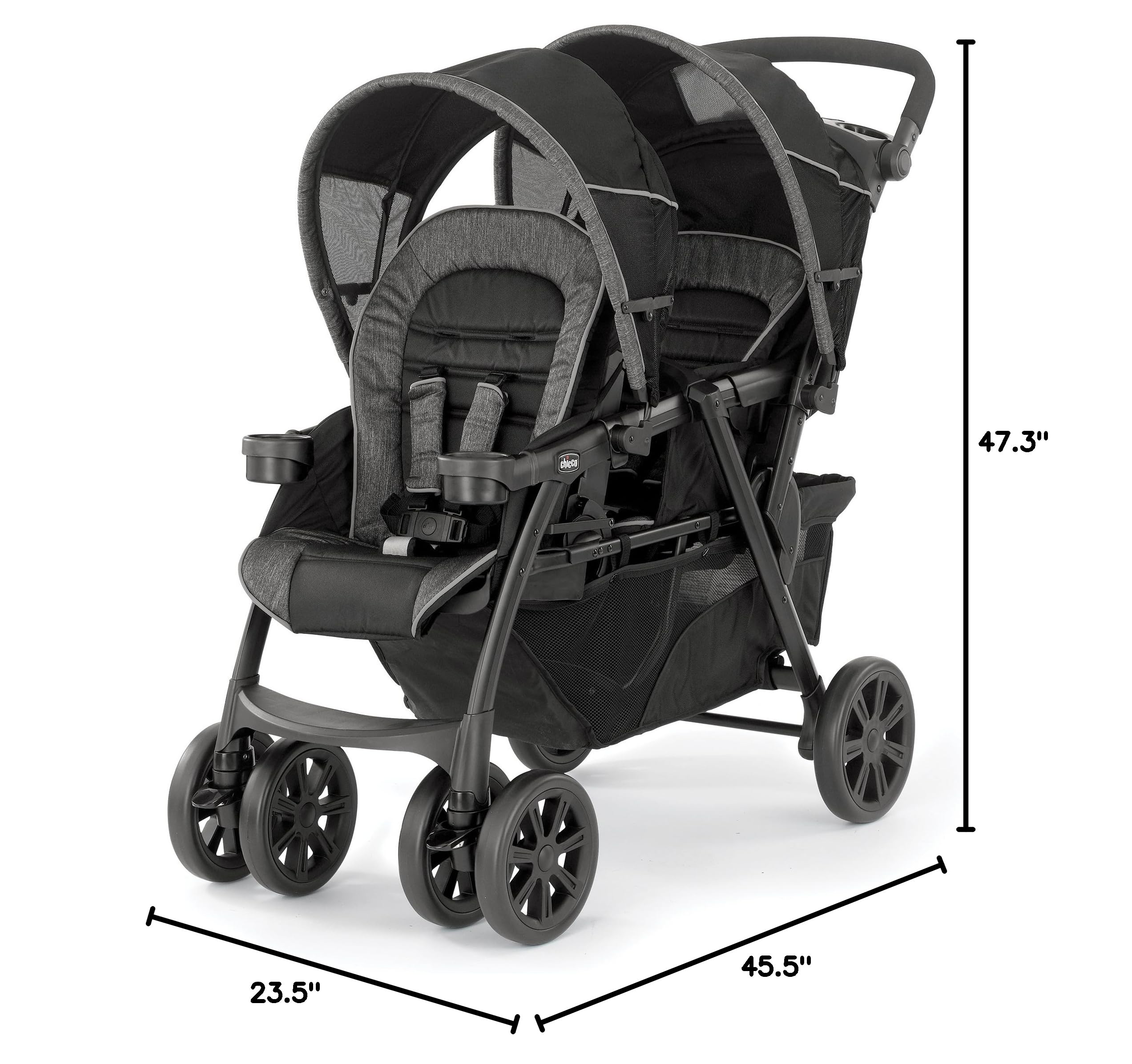 Chicco Cortina Together Double Stroller in Minerale - Lightweight Side-by-Side Baby Stroller for Twins - Perfect for Shopping, Travel & Outdoor Adventures