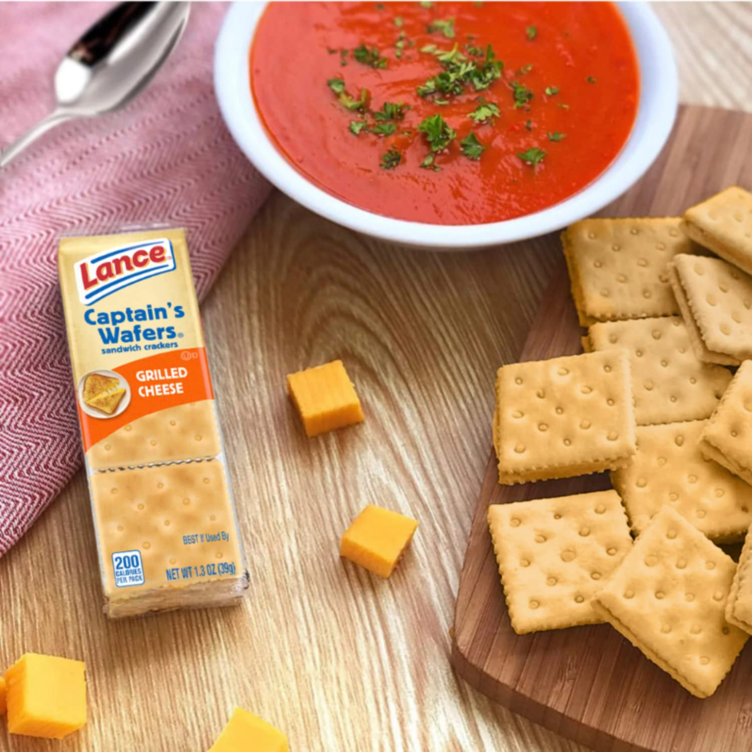 Captain's Sandwich Crackers Variety Pack - Assorted Flavors (50 Packs Total) | 10 Individually Wrapped Packs per Box, 5 Boxes | Perfect for School Lunches, Office Snacks & Road Trips