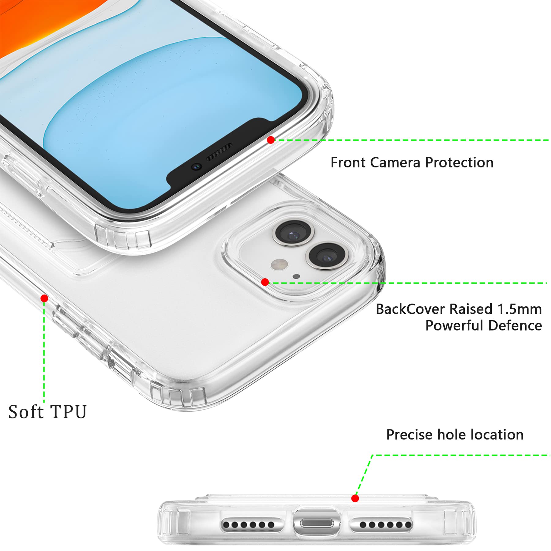 ZCDAYE Clear Shockproof iPhone 11 Case with Card Holder - Slim Soft TPU Protective Cover for iPhone 11 (6.1 Inch) - Perfect for Everyday Use, Travel & Hands-Free Convenience