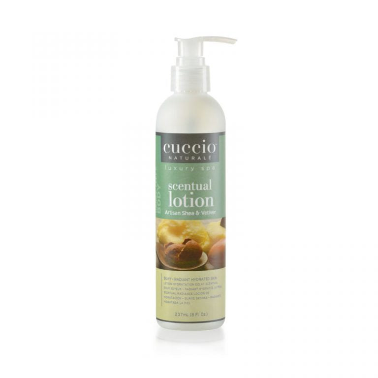CUCCIO SCENTUAL Artisan Shea & Vetiver Body Lotion 8oz - Hydrating Moisturizer for Dry Skin, Perfect for Spa Day & Relaxation at Home