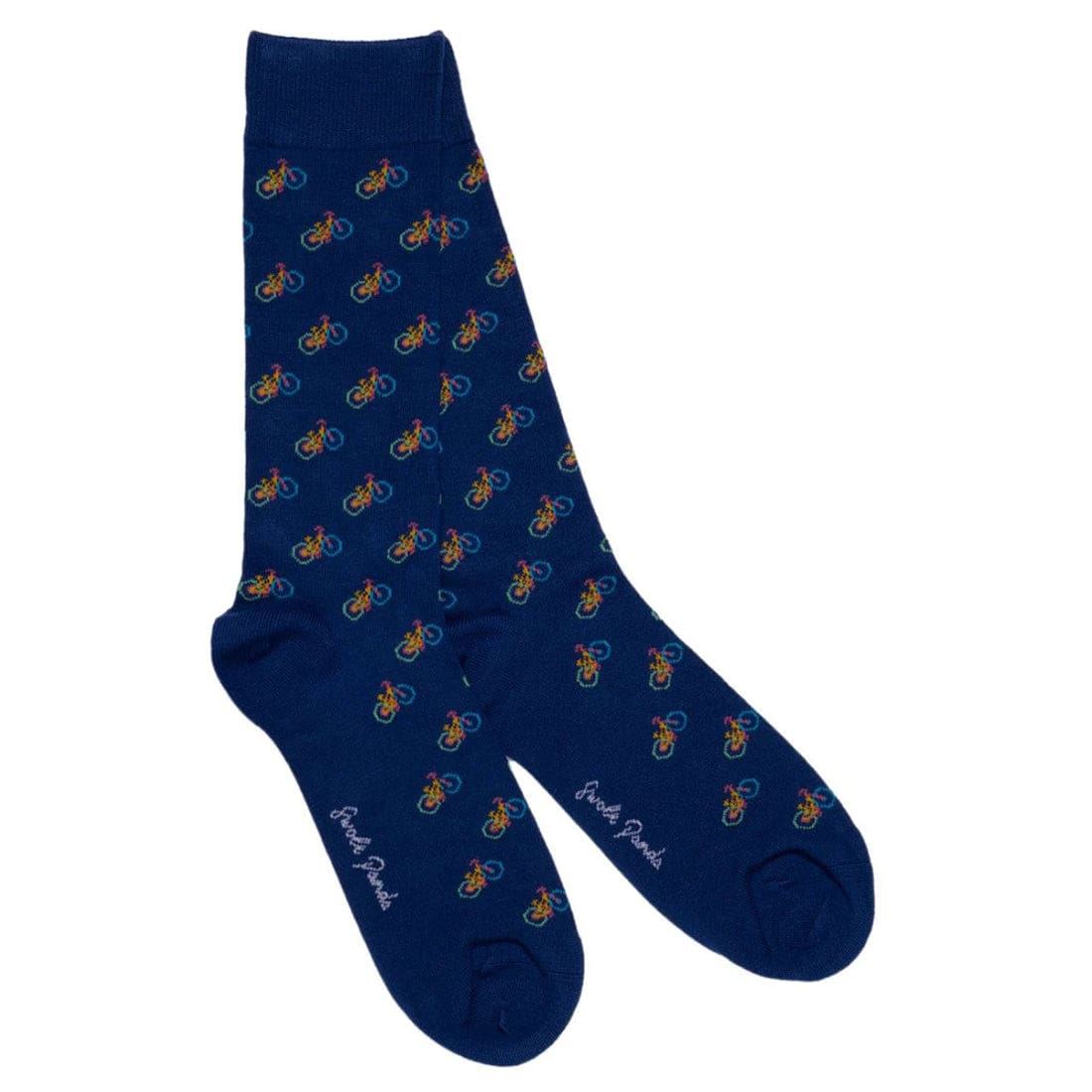 Premium Blue Bicycle Bamboo Socks with Comfort Cuff - Soft Breathable Cycling Socks for Men & Women - Ideal for Road Biking, Mountain Biking & Casual Wear