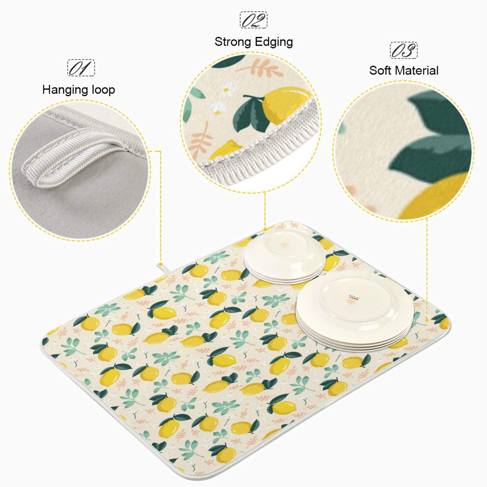 ATTX Extra Large Microfiber Dish Drying Mat - 18 x 24 Inches, Absorbent Kitchen Countertop Mat for Dishes, Utensils & Cookware - Perfect for Drying, Draining & Protecting Countertops