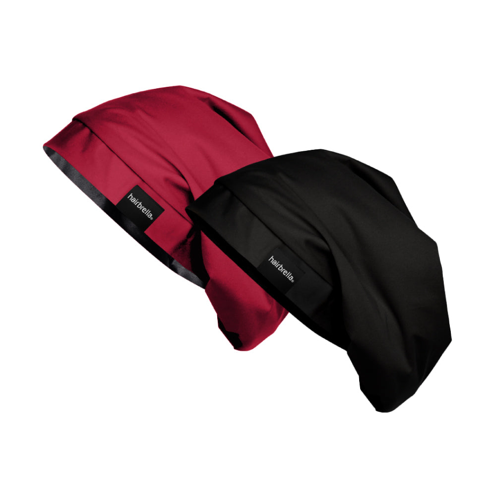 Hairbrella Satin Lined Sleep Cap for Curly & Natural Hair - 2 Pack Bundle | Soft & Breathable Night Cap for Hair Protection & Moisture Retention | Perfect for Bedtime, Travel & Salon Visits