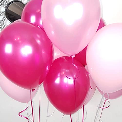 50 Pack 12 Inch Hot Pink Balloons - Thick 3.2g/pc Round Helium Pearl Magenta Balloons for Birthday Party, Baby Shower, Engagement & Wedding Decorations - Perfect for Indoor/Outdoor Celebrations, Photo Backdrops & Event Styling