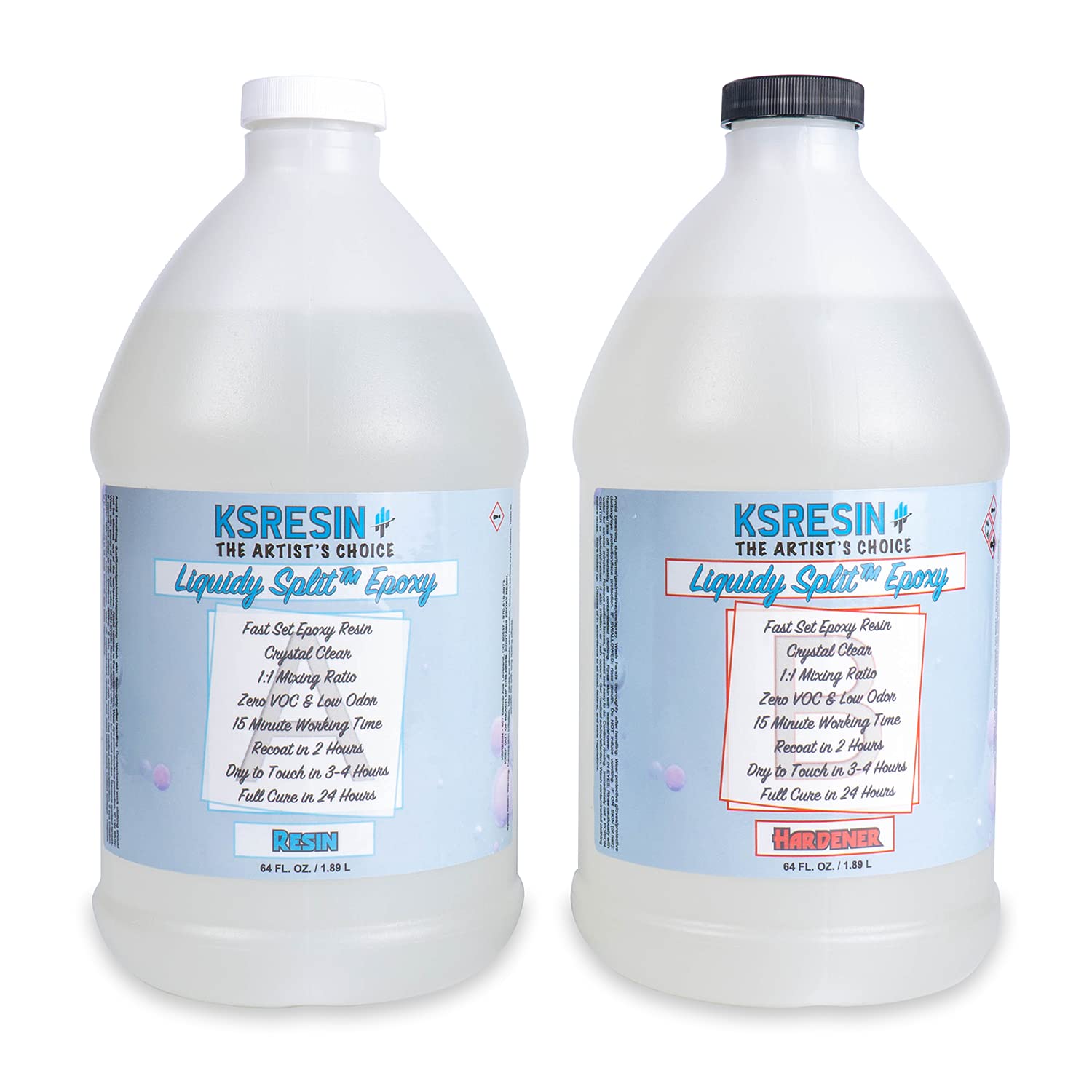 Fast-Drying KSRESIN Epoxy Coating Kit - 1 Gallon (Combined) | High-Performance Liquidy Split Resin | Made in USA | Ideal for Countertops, Tables & DIY Craft Projects