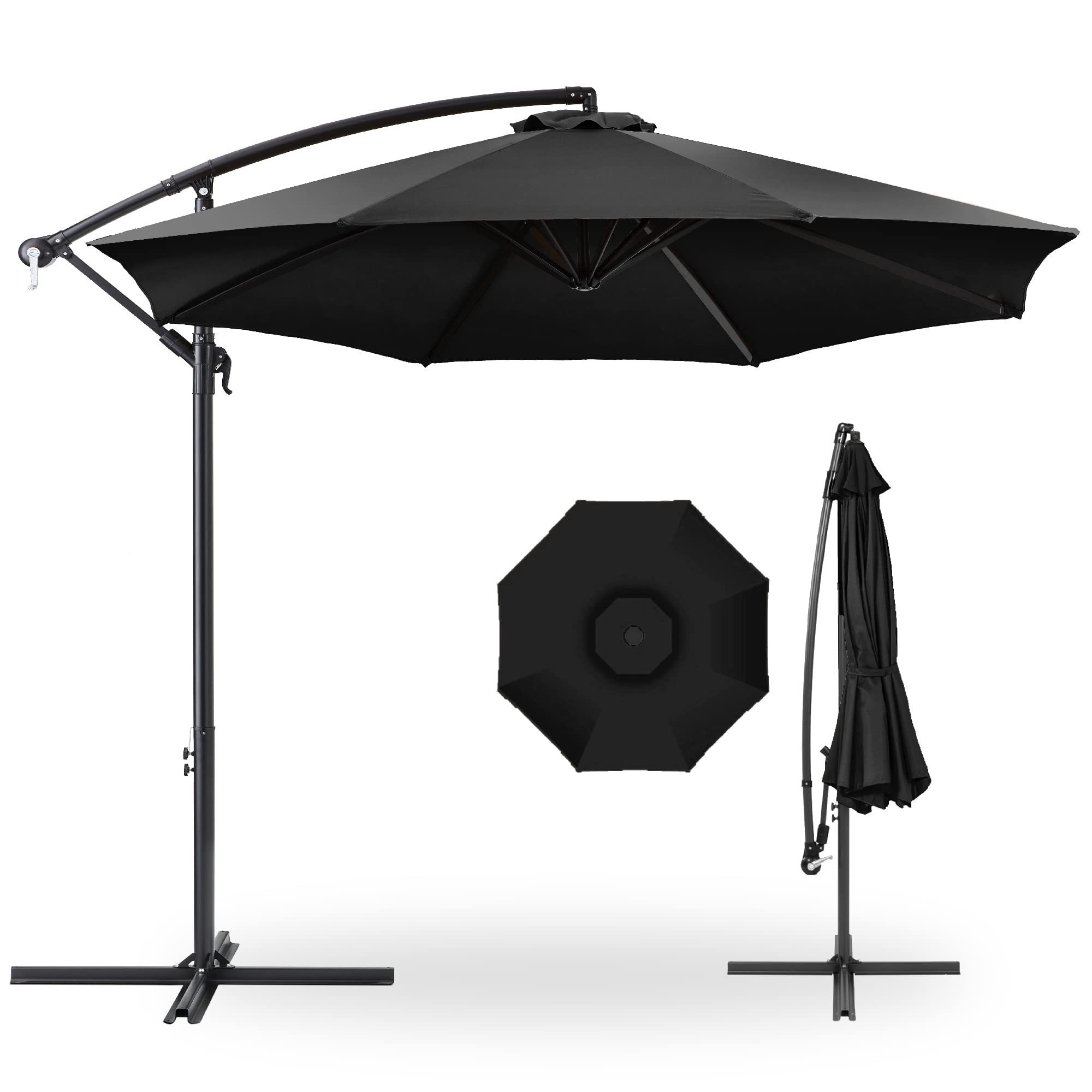 Best Choice Products 10ft Offset Hanging Patio Umbrella with Easy Tilt Adjustment - 8 Ribs Polyester Shade for Backyard, Poolside, Lawn & Garden - Perfect for Outdoor Dining, Lounging and Sun Protection