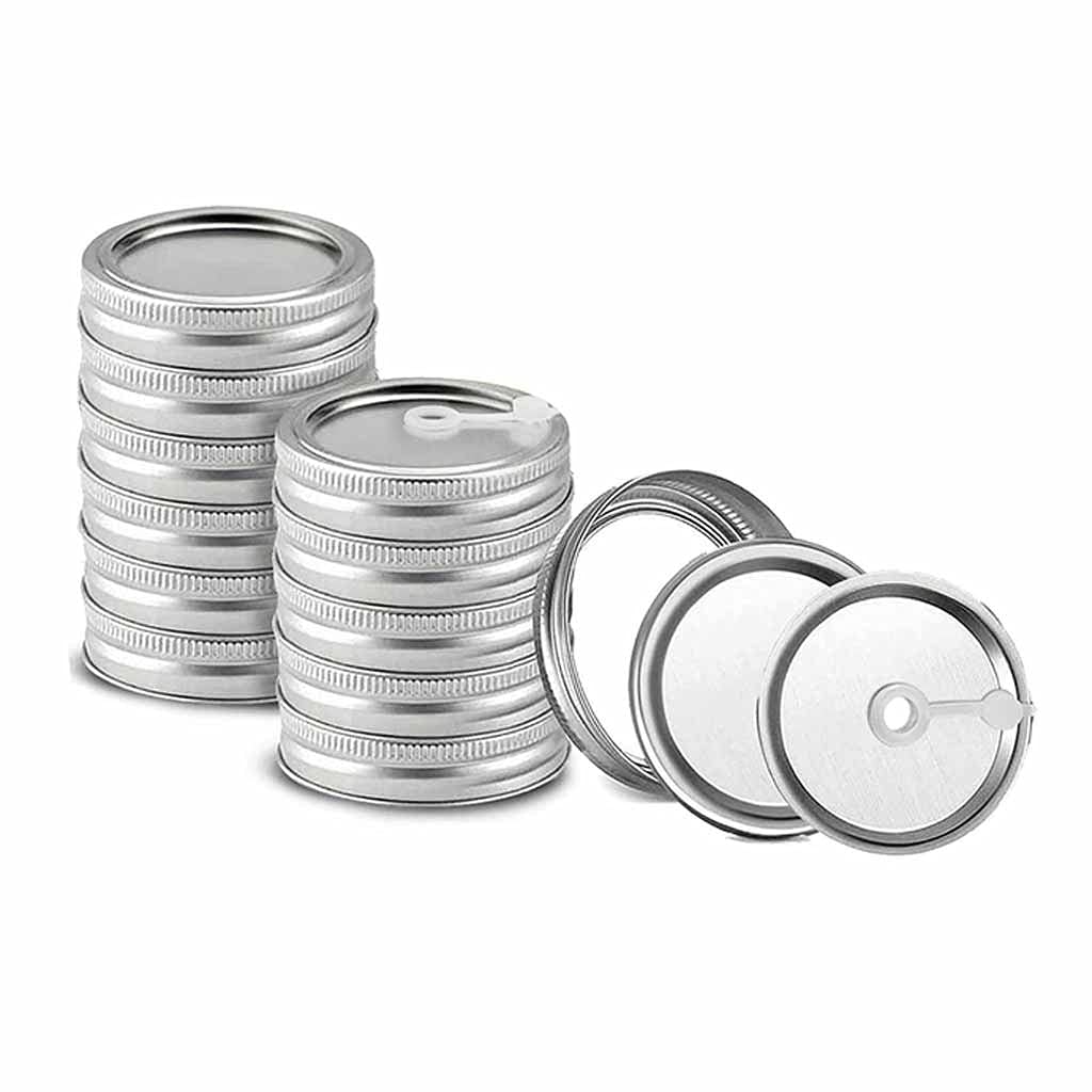 **HGGDKDG Regular Mouth Canning Lids with Straw Hole – 70mm Split-Type Mason Jar Lids & Rings – Leak-Proof & Secure – Ideal for Home Canning, DIY Drinks, and Food Storage**