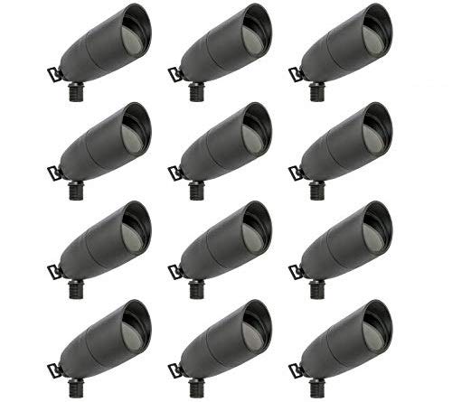 Westgate Waterproof LED Landscape Spotlight - Adjustable Directional Security Lighting for Patio, Deck, Yard, Garden & Pool Areas (12 Pack, Black) - Perfect for Outdoor Pathway Illumination & Home Safety