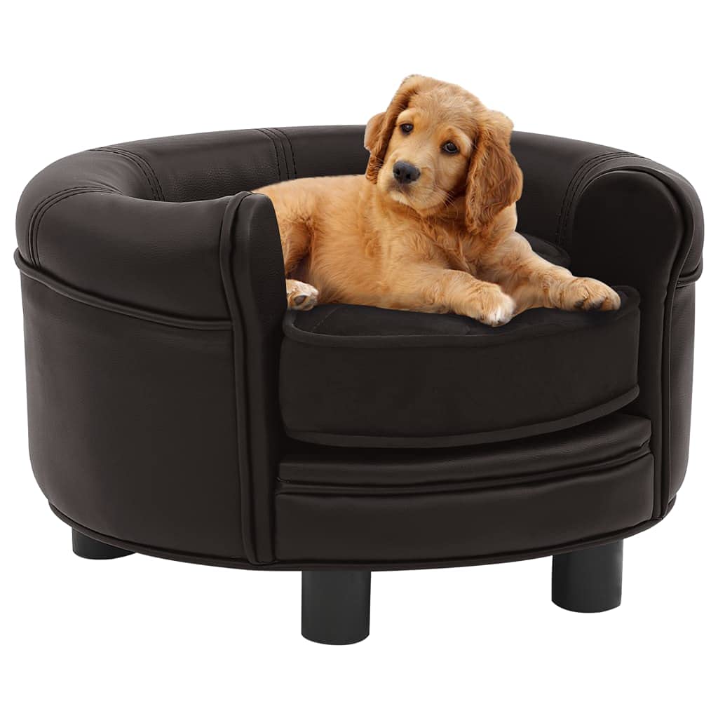 Premium Washable Dog Sofa Bed - Plush & Faux Leather Pet Bed for Dogs & Cats - Indoor/Outdoor Use - 18.9