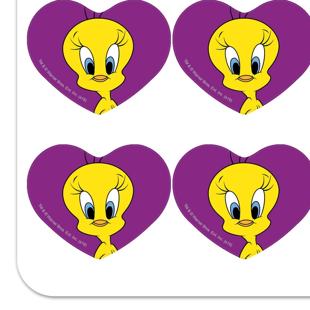 Looney Tunes Tweety Bird Heart Shaped Planner Stickers - Cute Scrapbook Decals for Bullet Journals, DIY Crafts, and School Supplies - Perfect for Valentine's Day, Birthday Gifts, and Party Favors