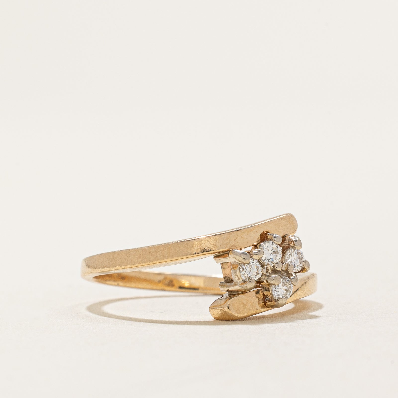 0.10ctw Cluster Diamond Crossover Ring - Size 6.25 | Elegant Stackable Wedding Band for Women | Perfect for Engagement, Anniversary & Everyday Wear