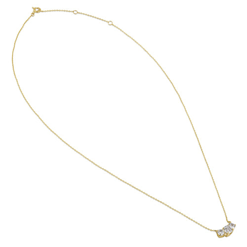 14K Solid Yellow Gold Triple Cushion Cubic Zirconia Pendant Necklace for Women - Elegant Jewelry Gift for Anniversary, Birthday & Special Occasions