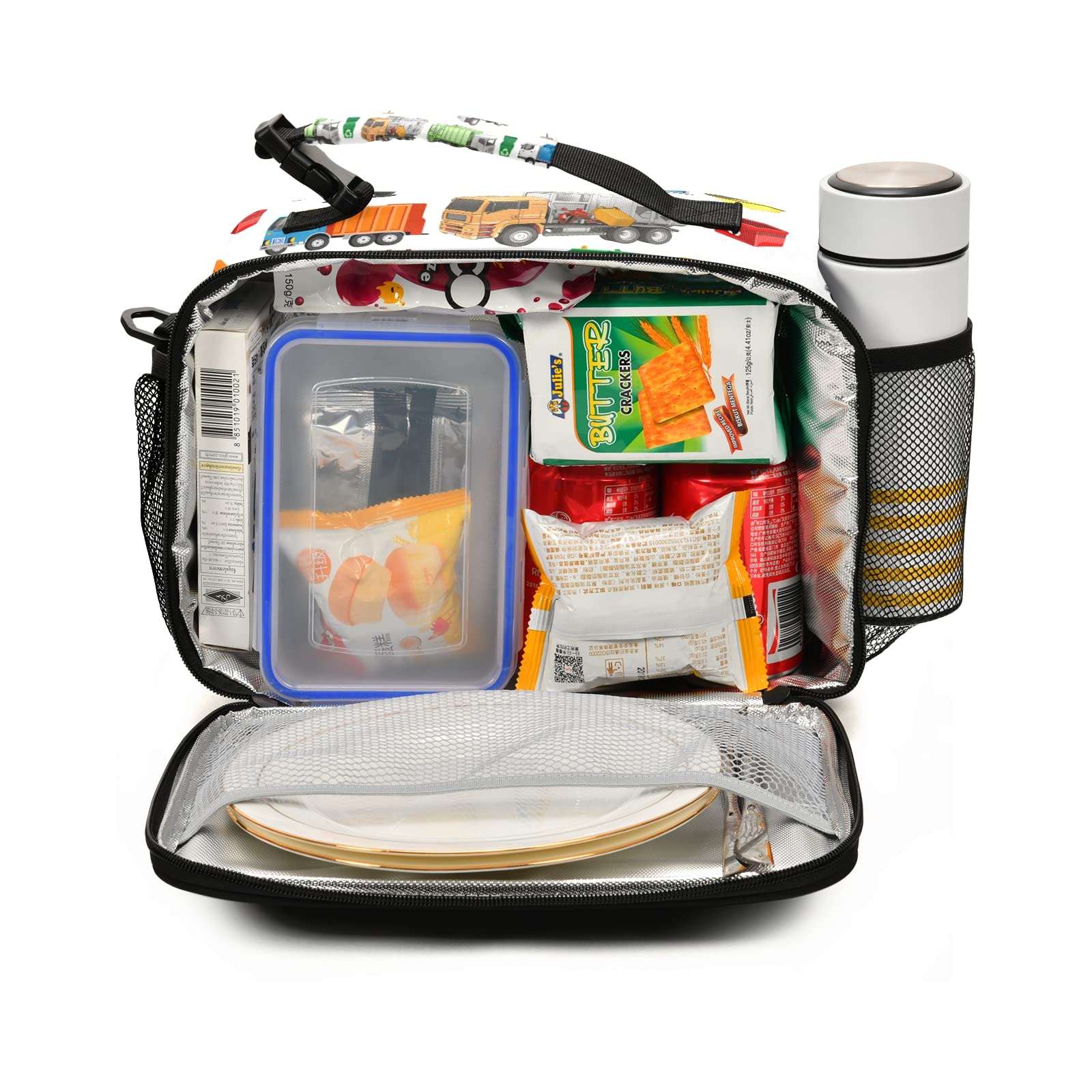 Reusable Lunch Bags for Kids - Insulated Shoulder Lunch Box for School, Work & Picnic | Eco-Friendly Garbage Truck Design Lunch Container (A-03) - Perfect for Boys & Girls Daily Use, Outdoor Activities & Meal Prep