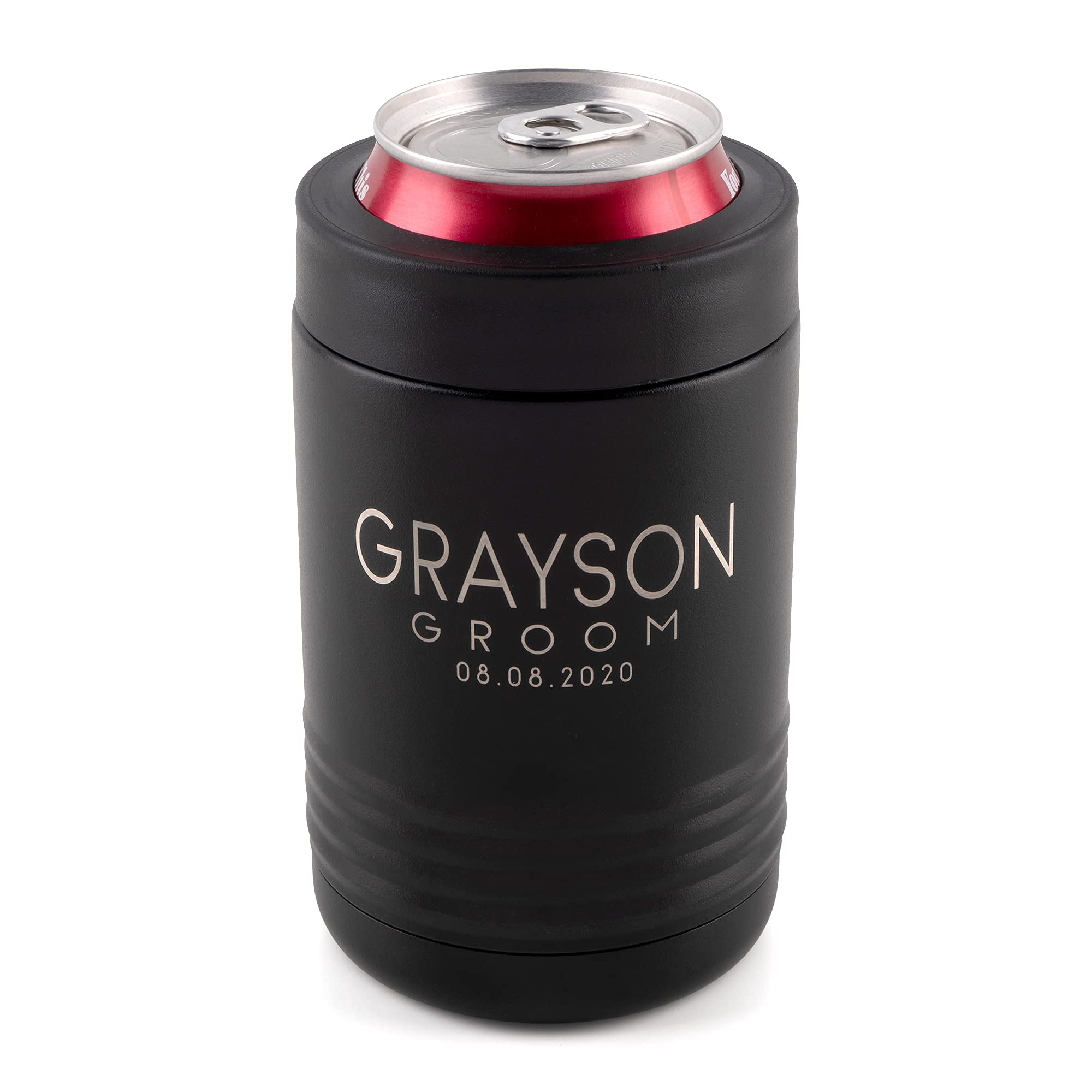 Personalized Stainless Steel Beer Can Cooler - Groomsmen & Bachelor Party Gift for Outdoor Events