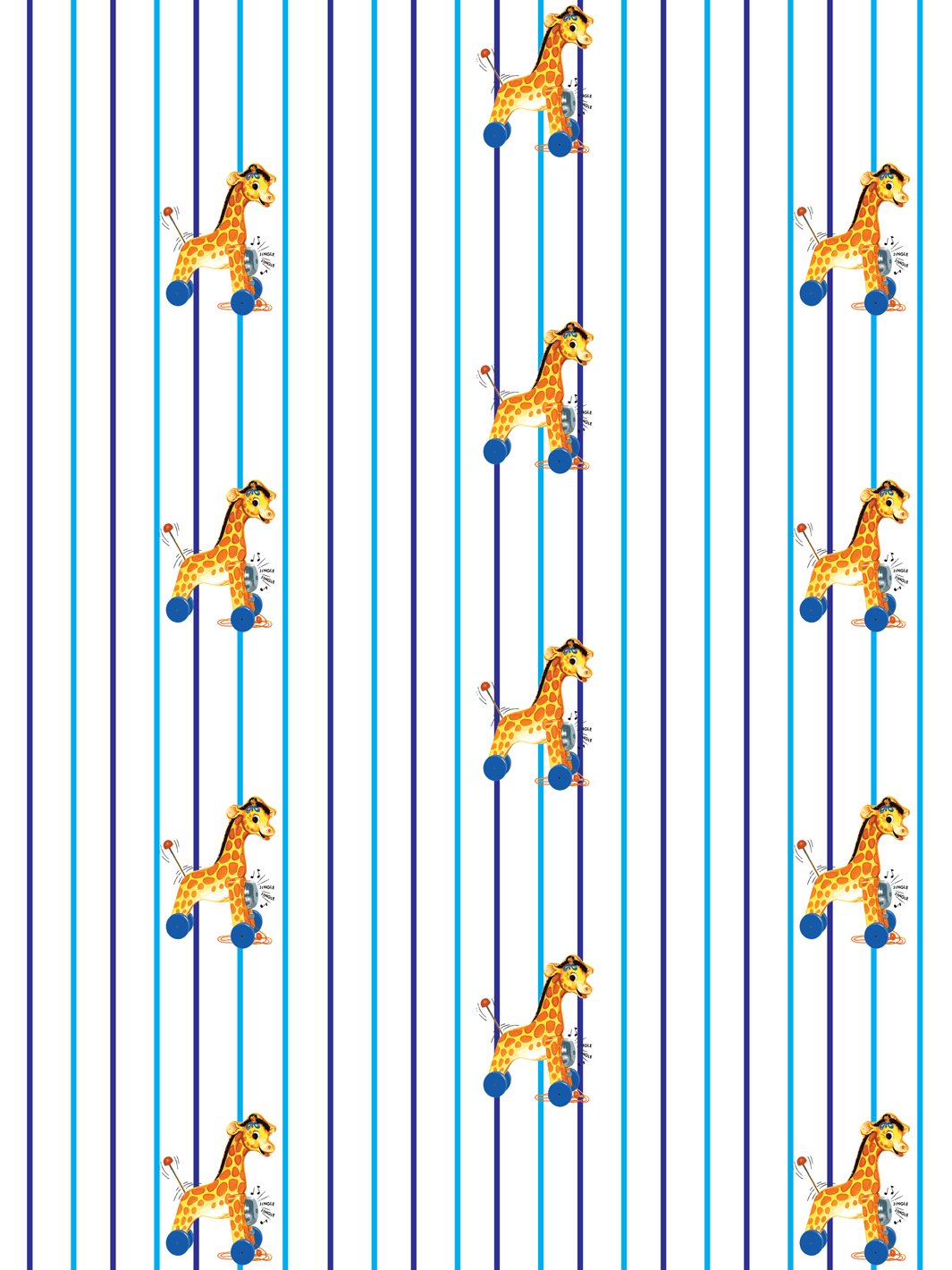 Fisher Price™ 'Jingle Giraffe Stripe' White Wallpaper - Perfect for Nursery, Kids Room & Playroom Decor