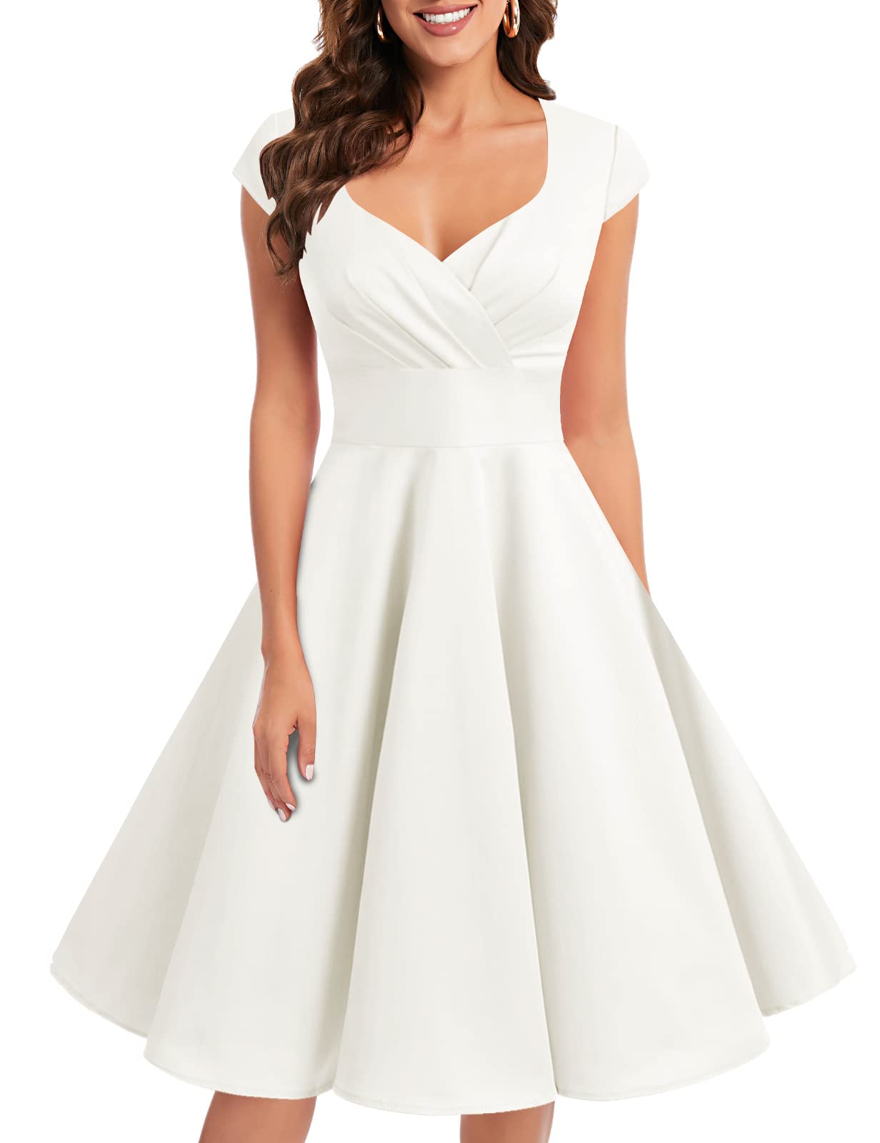 Vintage 1950s Retro Swing Dress for Women - Short Cocktail Party Dress with Flared Skirt | Perfect for Swing Dancing, Cocktail Parties, and Retro-Themed Events