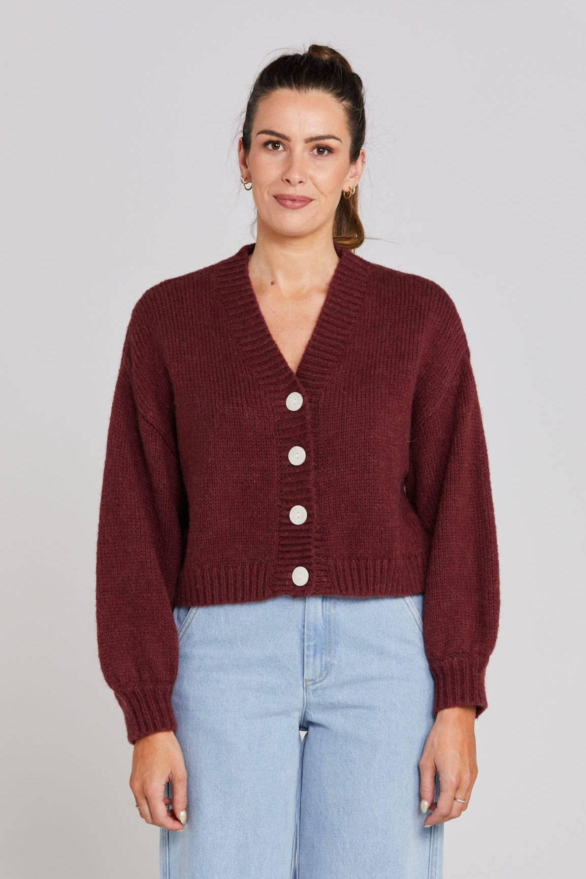 Women's Winter Rouge Wool Cardigan - Cozy Knit Sweater for Cold Weather | Perfect for Holiday Parties & Casual Outfits