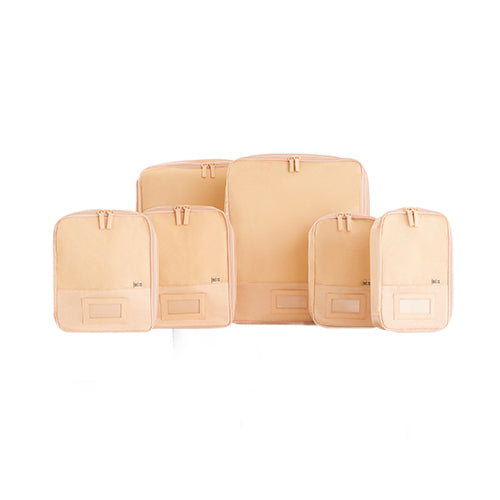 Beige 6-Piece Compression Packing Cubes for Travel - Organize Luggage, Suitcases & Backpacks Efficiently for Vacations & Business Trips