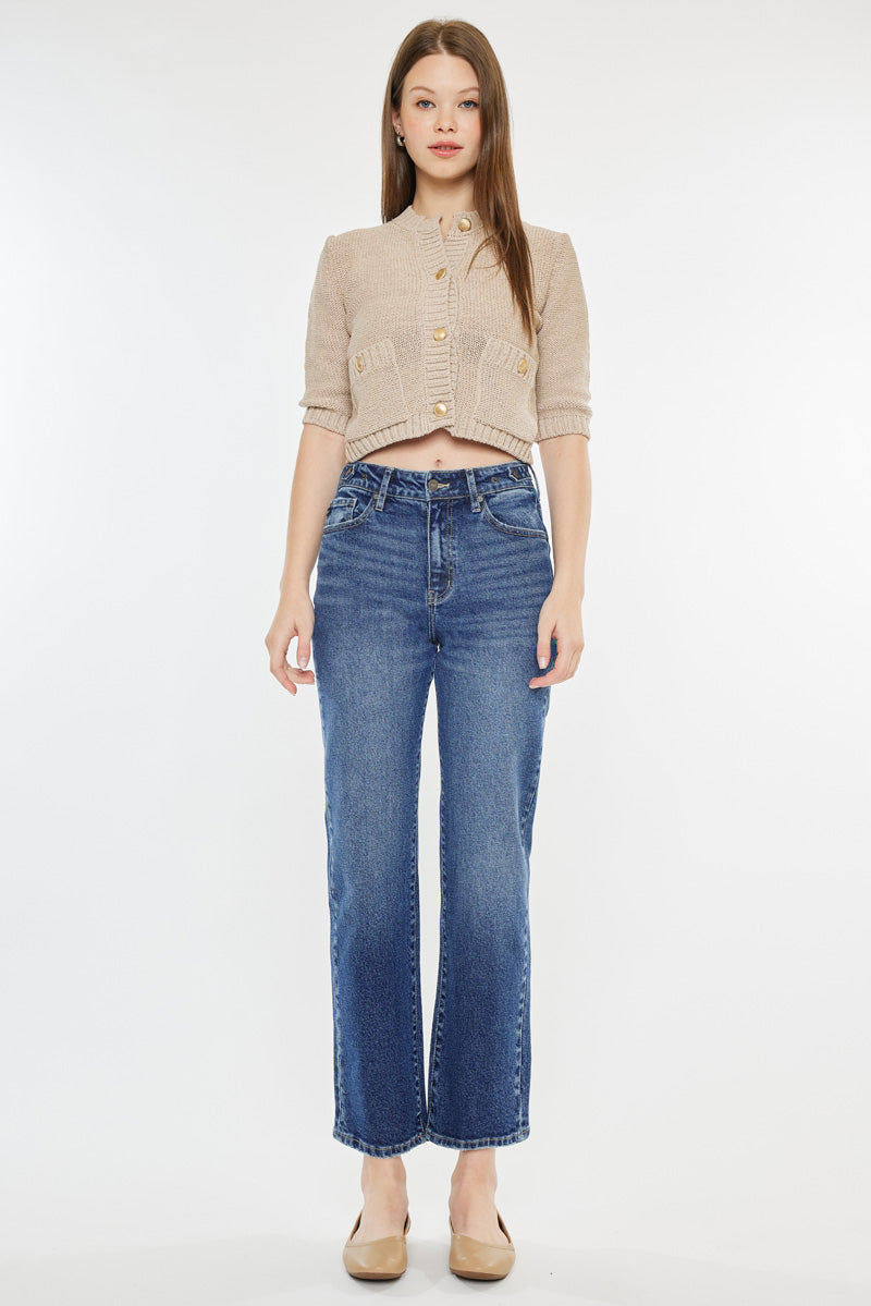 Ashley High Rise True Straight Jeans for Women - Classic Stretch Denim Pants, Comfortable & Flattering Fit - Perfect for Casual Wear, Office & Everyday Outfits