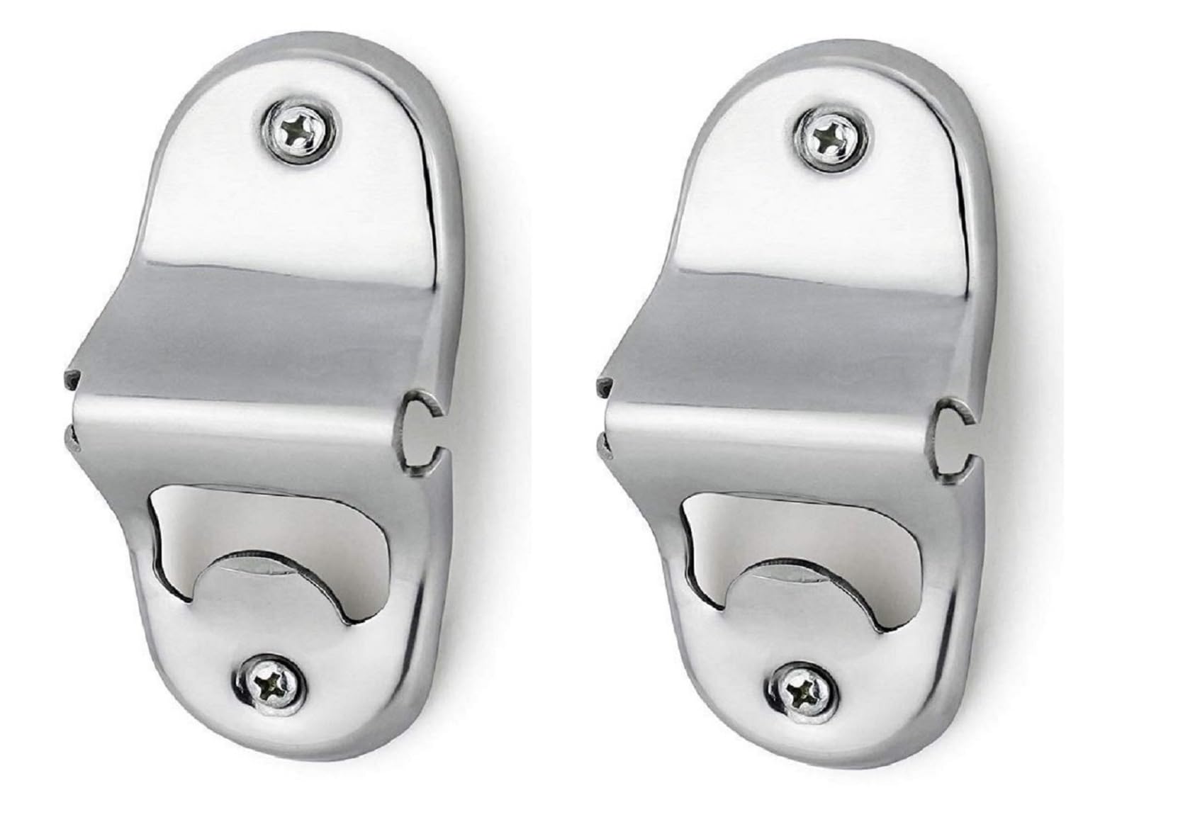 Premium Stainless Steel Wall Mounted Bottle Opener - Heavy Duty Commercial Grade for Home, Bar, Restaurant - Indoor & Outdoor Use - Set of 2 - Perfect for Parties, BBQs, Camping and Tailgating