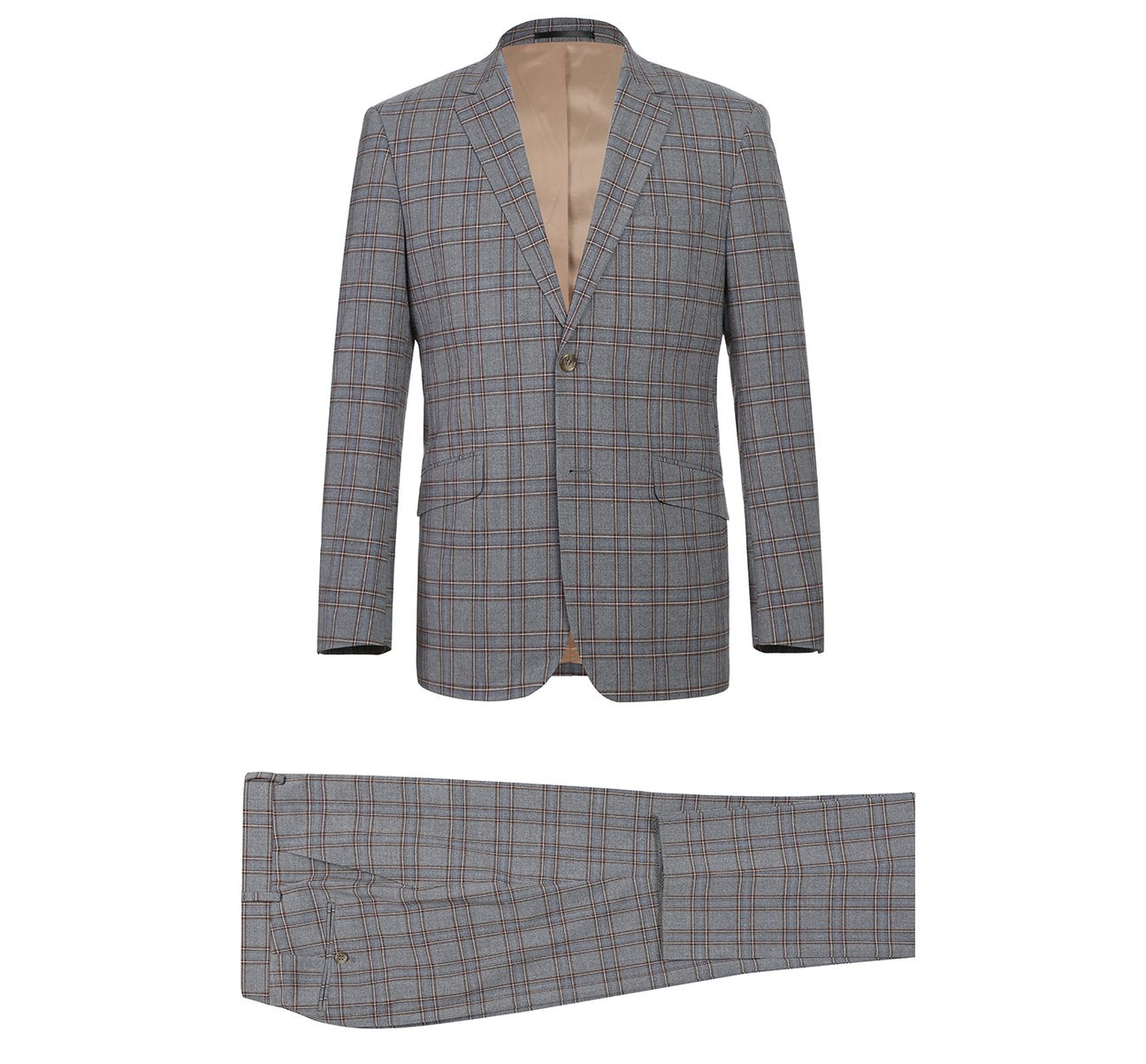 Alessandro Vitello by Renoir Two Piece Slim Fit Stretch Windowpane Check Dress Suit 293 7 | Premium Men's Business Attire for Weddings, Office & Formal Events