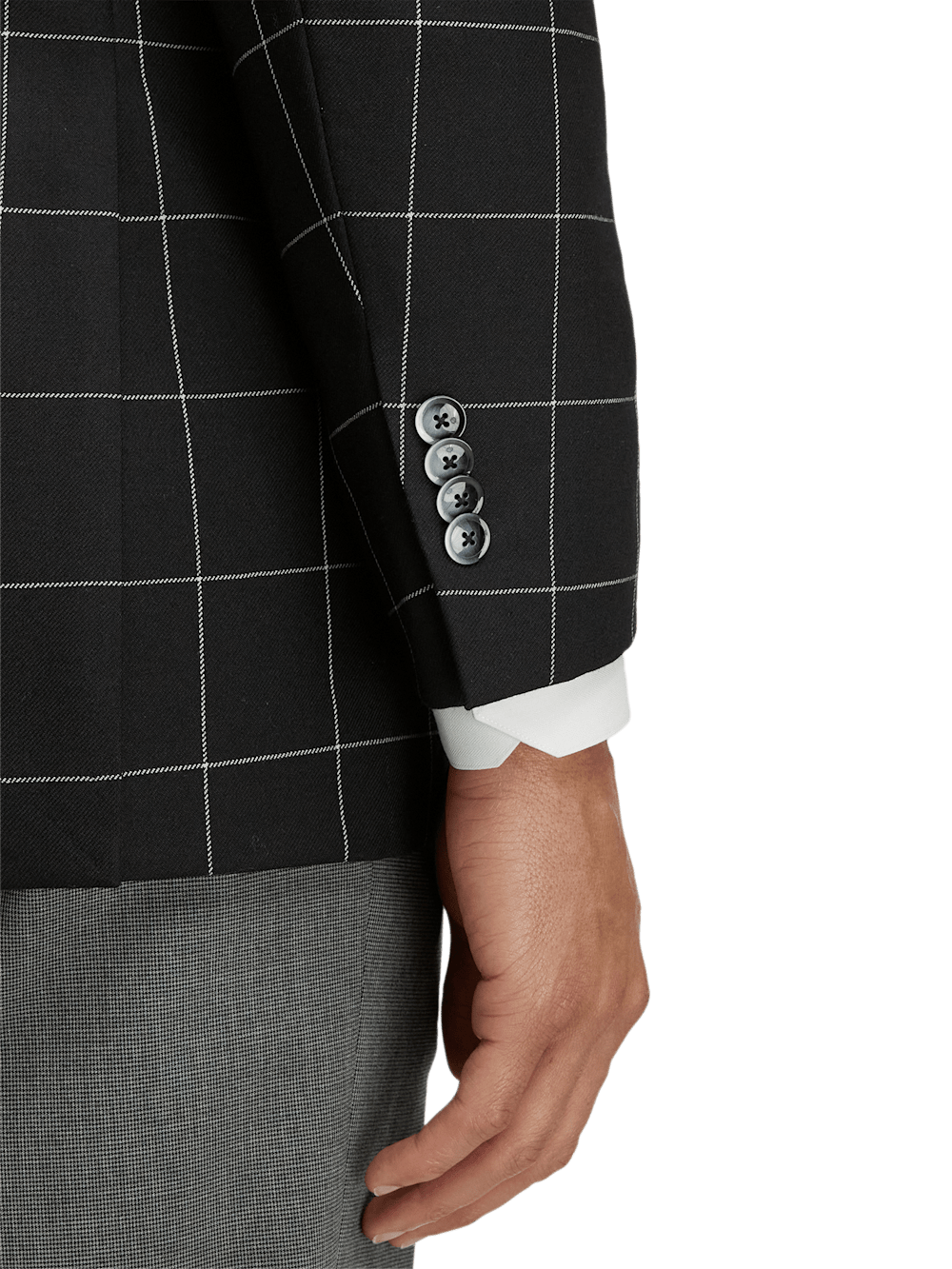 Wool Windowpane Single Breasted Peak Lapel Sport Coat - Black | Classic Business Blazer for Men | Perfect for Office, Weddings & Formal Events